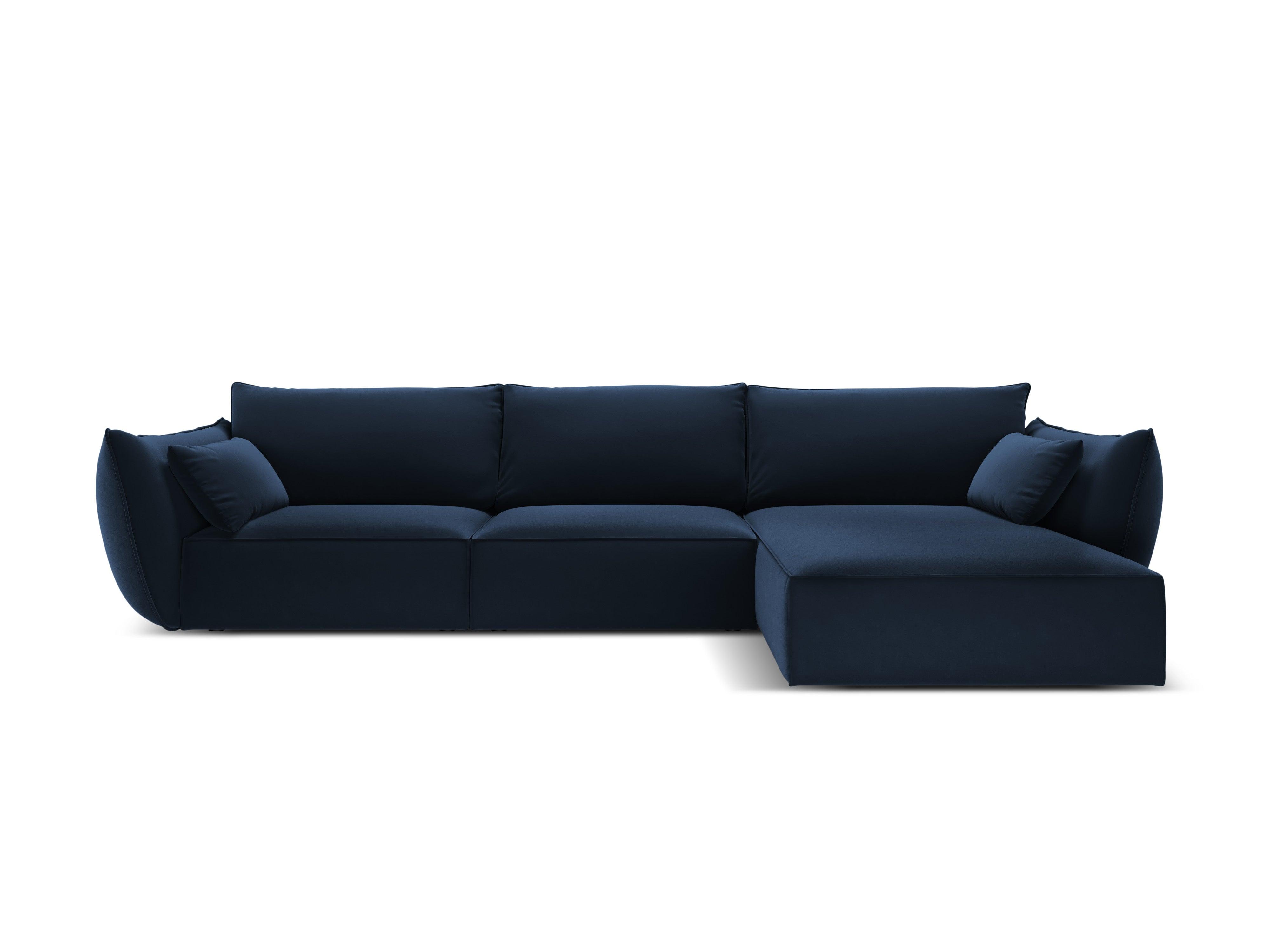 Narożnik aksamitny prawostronny 4-osobowy VANDA granatowy Mazzini Sofas    Eye on Design