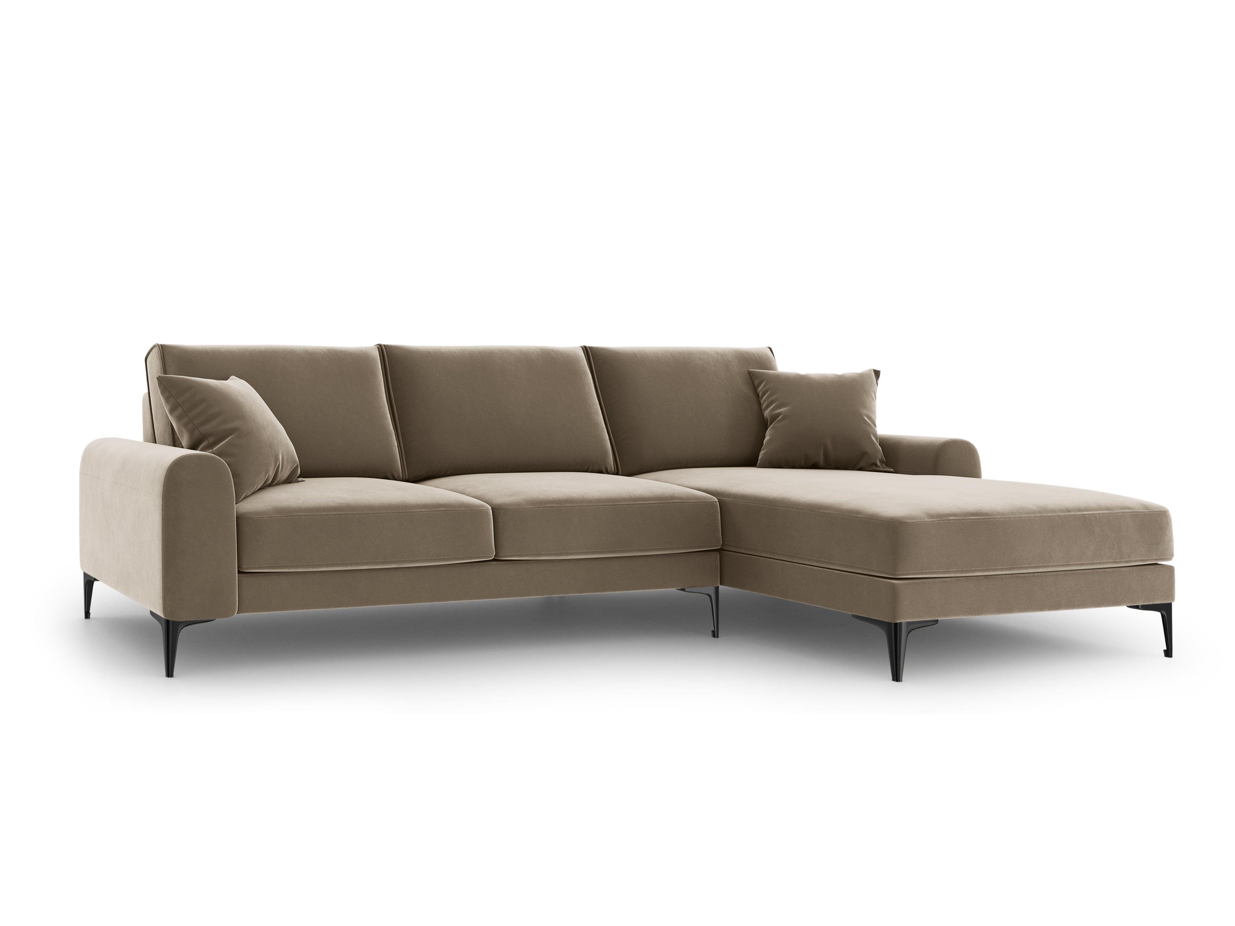 Narożnik aksamitny prawostronny MADARA cappuccino z czarną podstawą Mazzini Sofas    Eye on Design