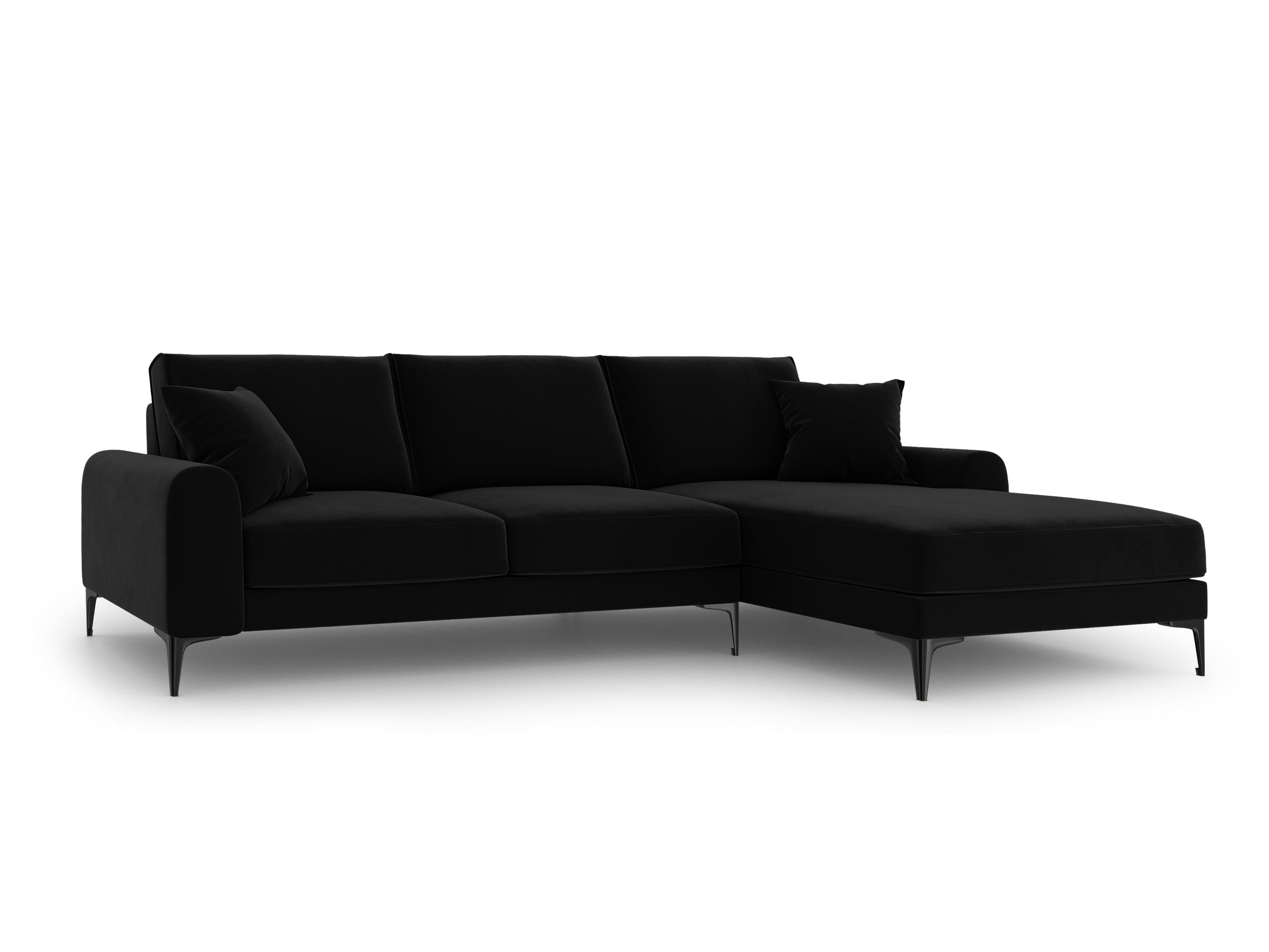 Narożnik aksamitny prawostronny MADARA czarny z czarną podstawą Mazzini Sofas    Eye on Design