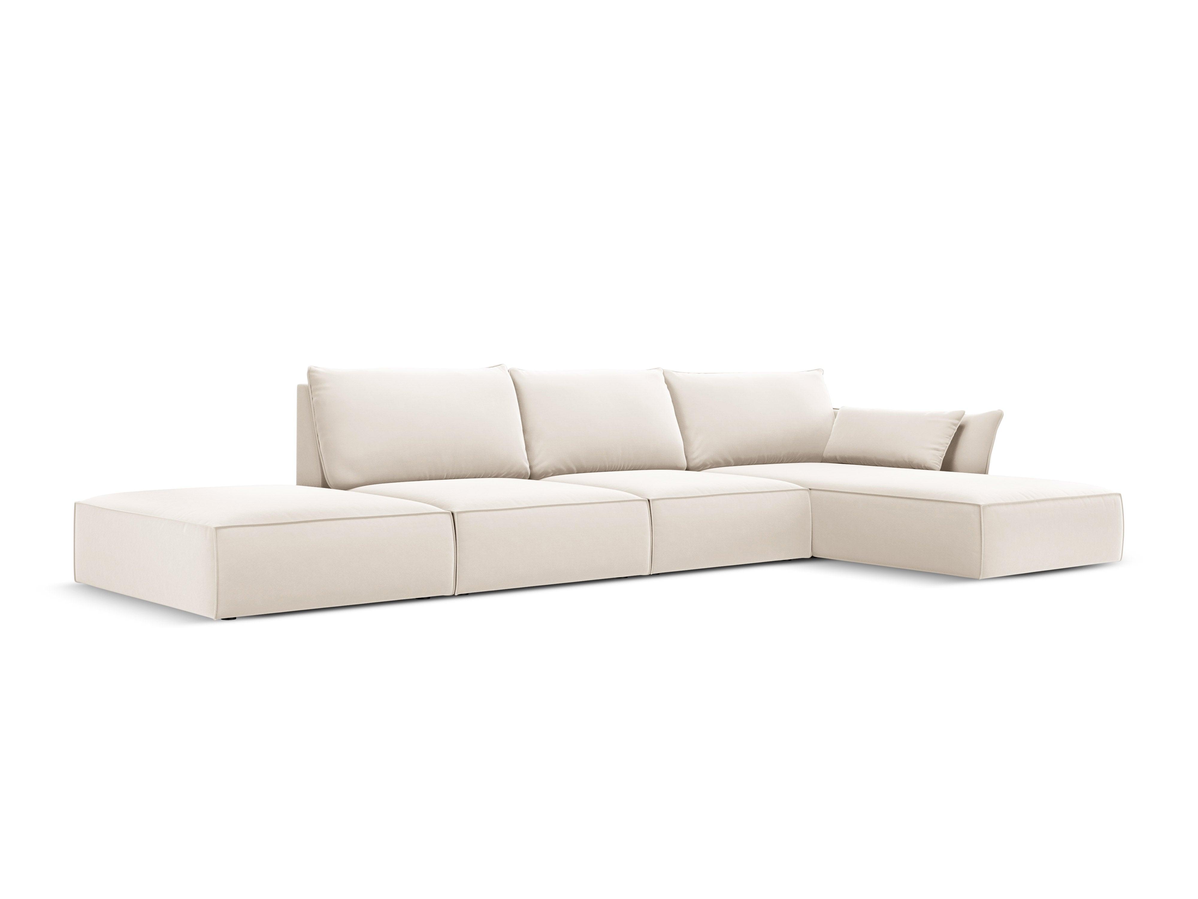 Narożnik aksamitny prawostronny otwarty VANDA beżowy Mazzini Sofas    Eye on Design