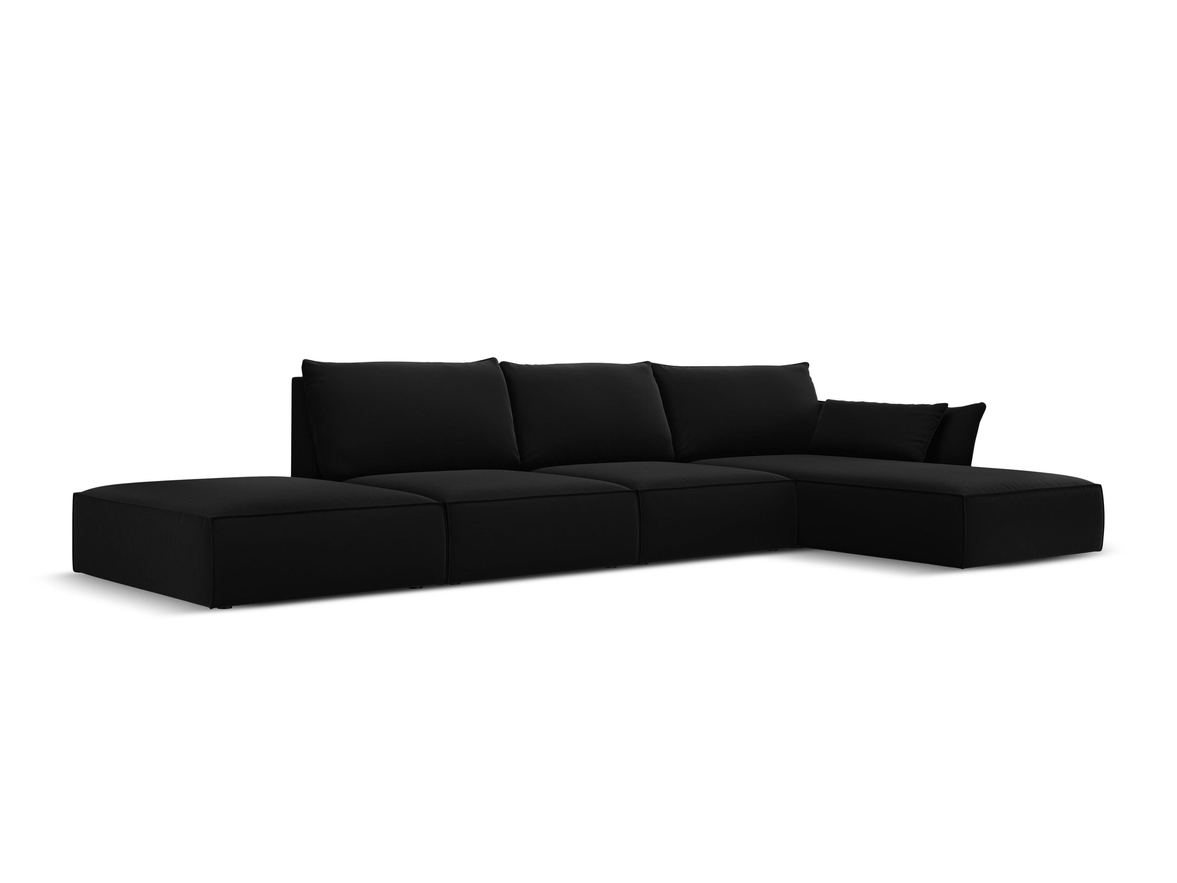 Narożnik aksamitny prawostronny otwarty VANDA czarny Mazzini Sofas    Eye on Design