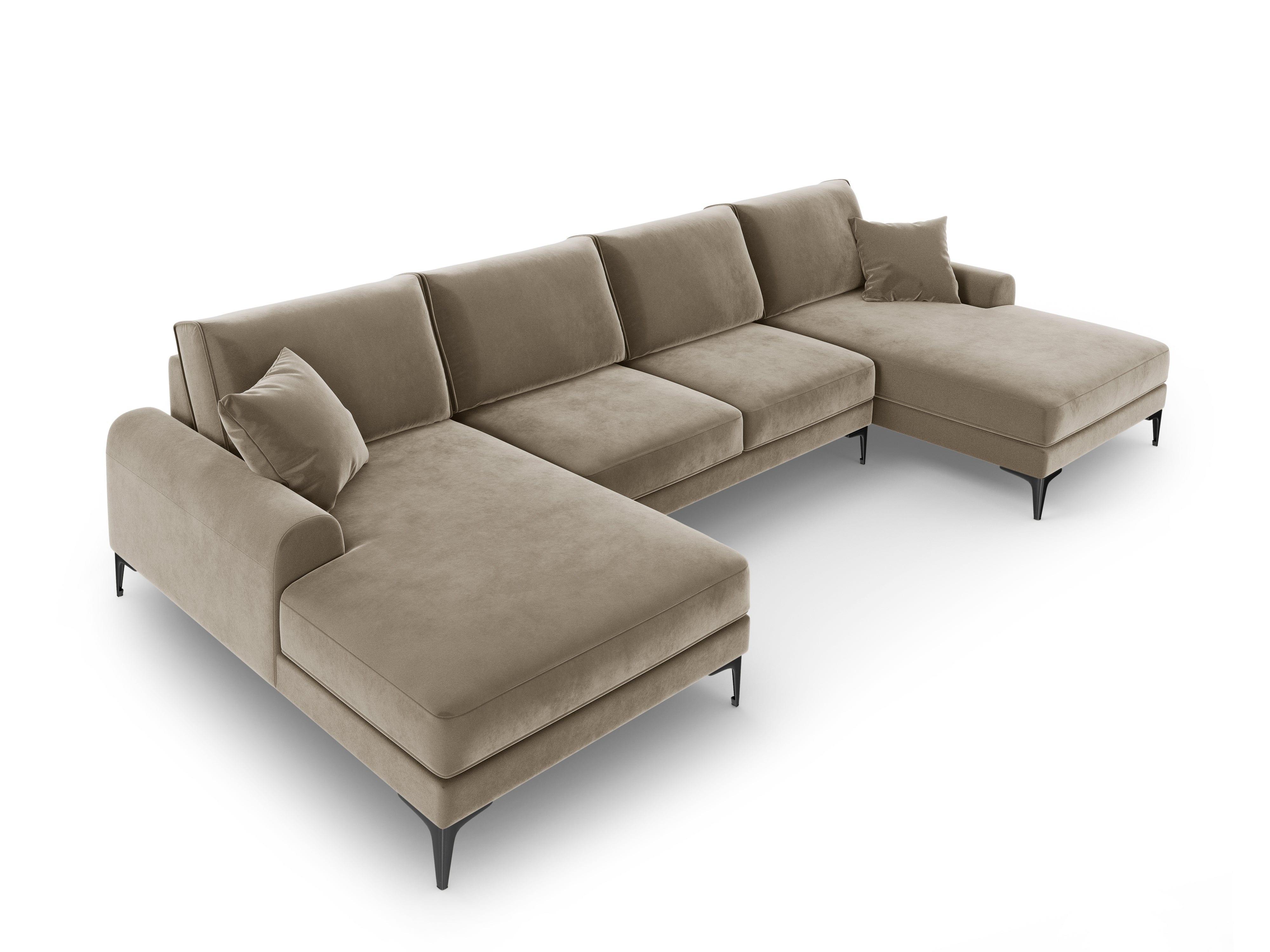 Narożnik aksamitny w kształcie U MADARA cappuccino z czarną podstawą Mazzini Sofas    Eye on Design