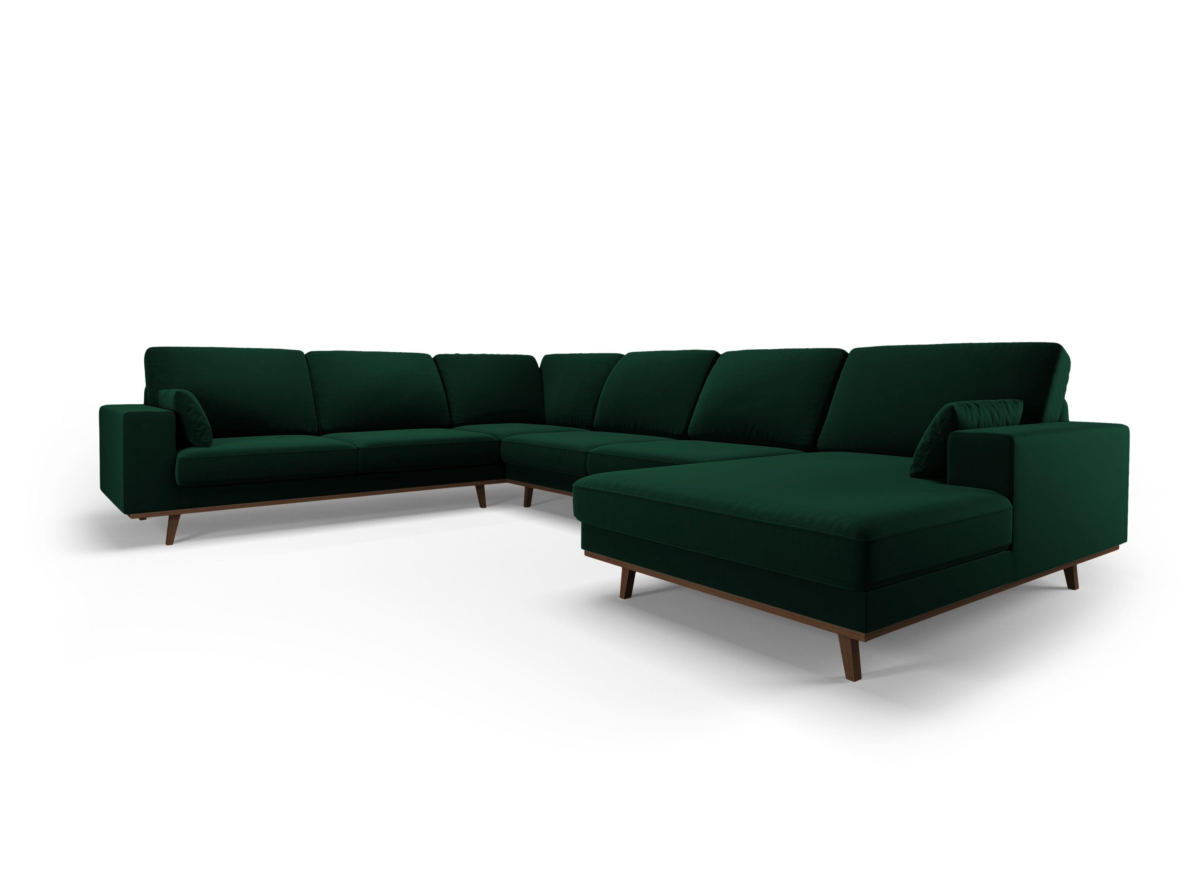 Narożnik lewostronny aksamitny panoramiczny HEBE butelkowa zieleń Mazzini Sofas    Eye on Design