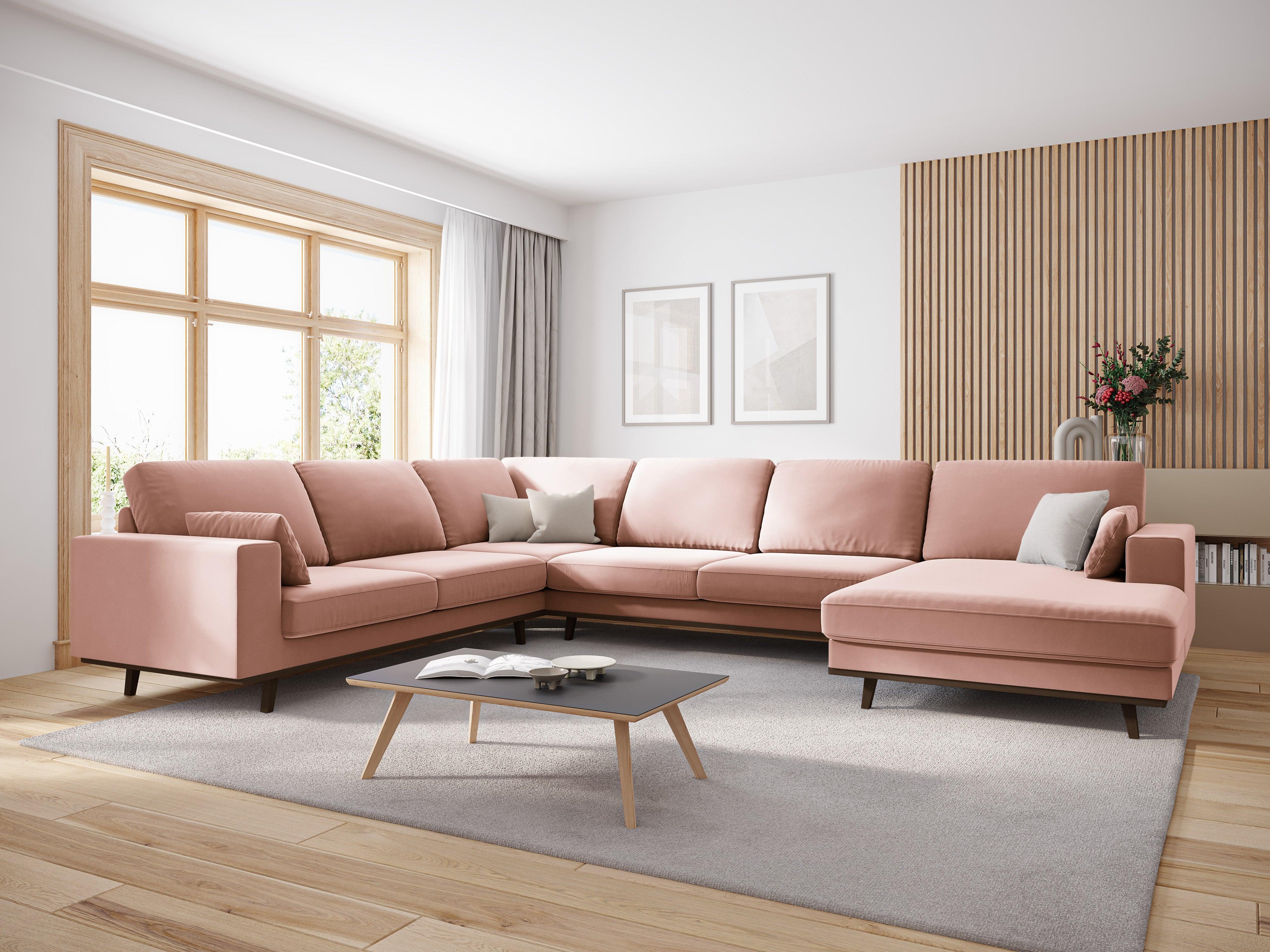 Narożnik lewostronny aksamitny panoramiczny HEBE różowy Mazzini Sofas    Eye on Design