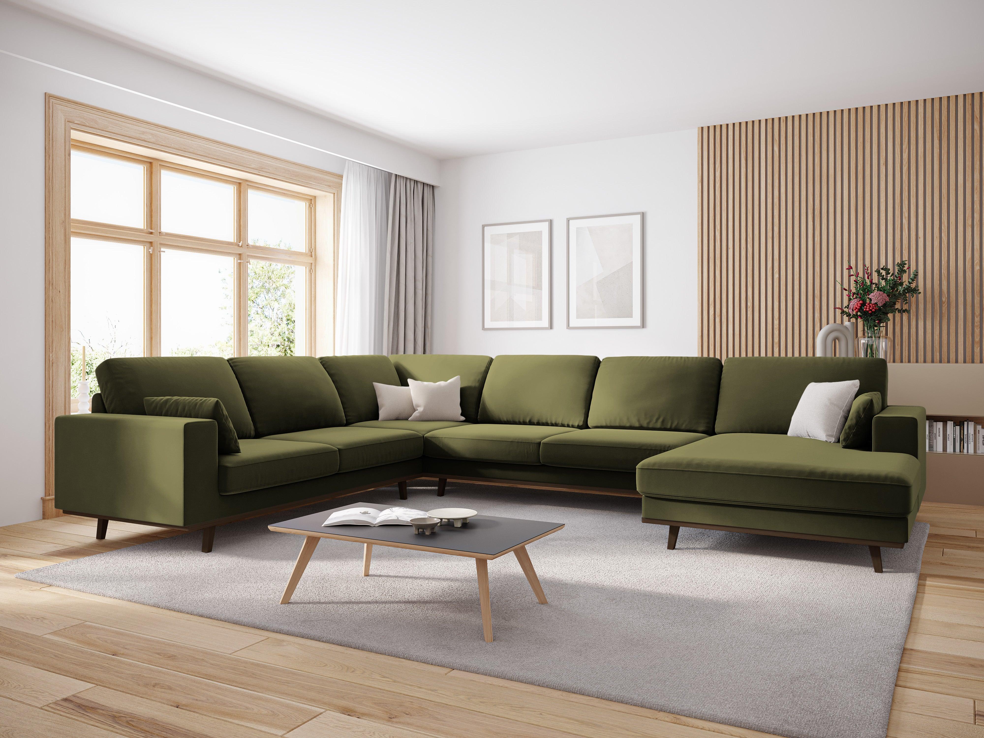 Narożnik lewostronny aksamitny panoramiczny HEBE zielony Mazzini Sofas    Eye on Design