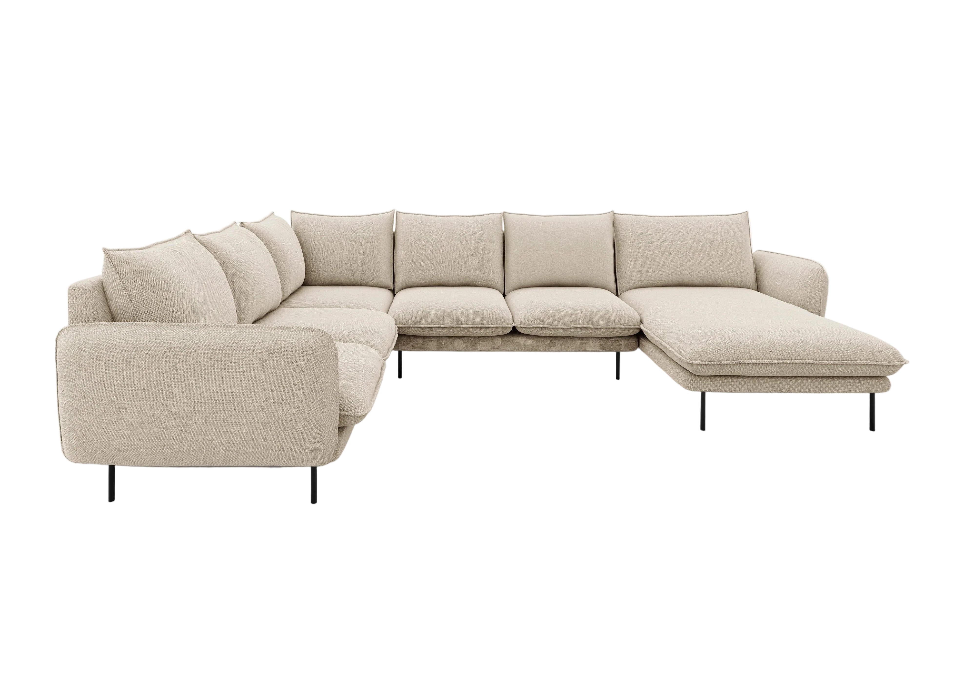 Narożnik lewostronny panoramiczny VIENNA beżowy z czarną podstawą Cosmopolitan Design    Eye on Design