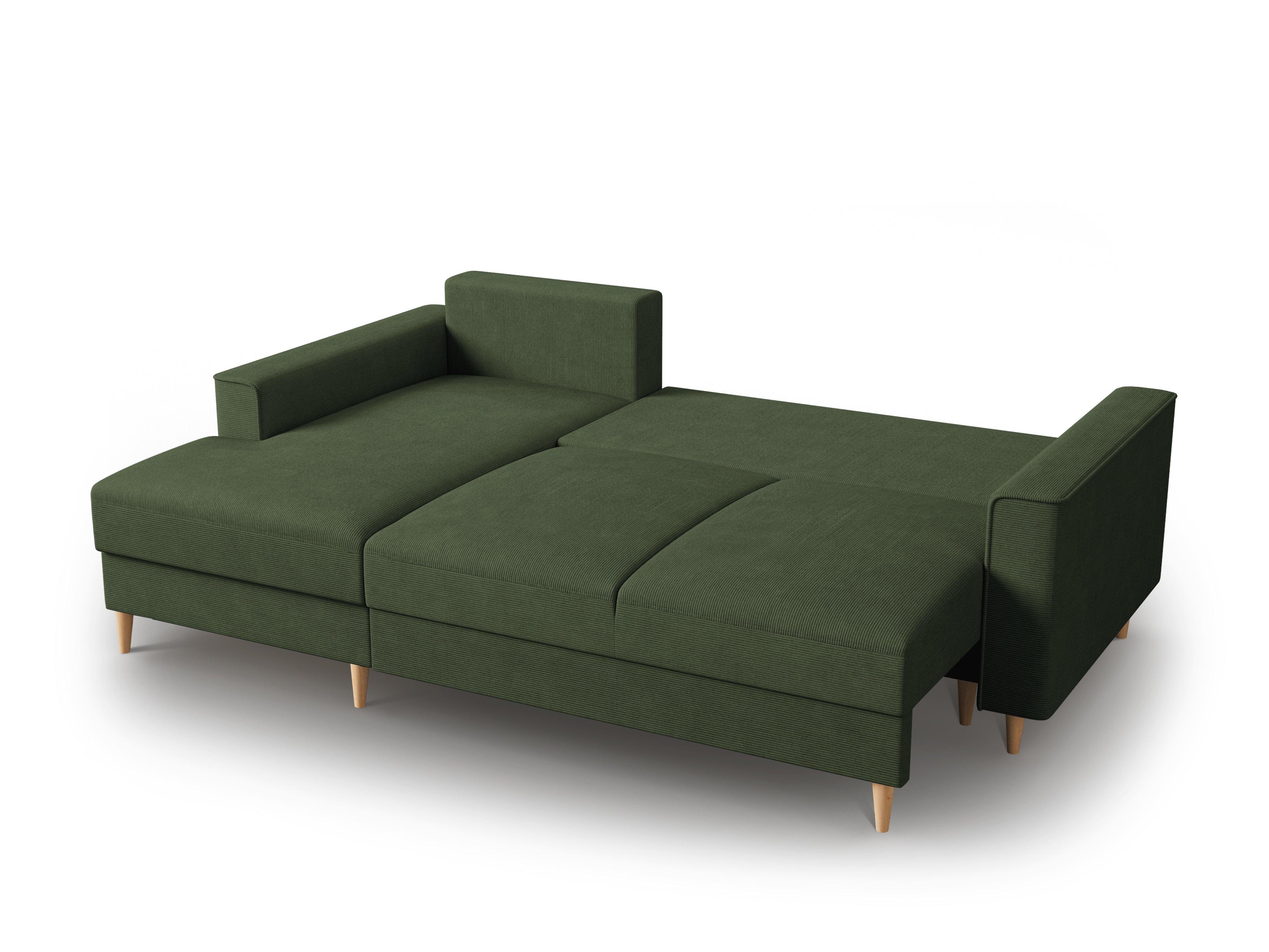 Narożnik lewostronny sztruksowy z funkcją spania CARTADERA zielony Mazzini Sofas    Eye on Design