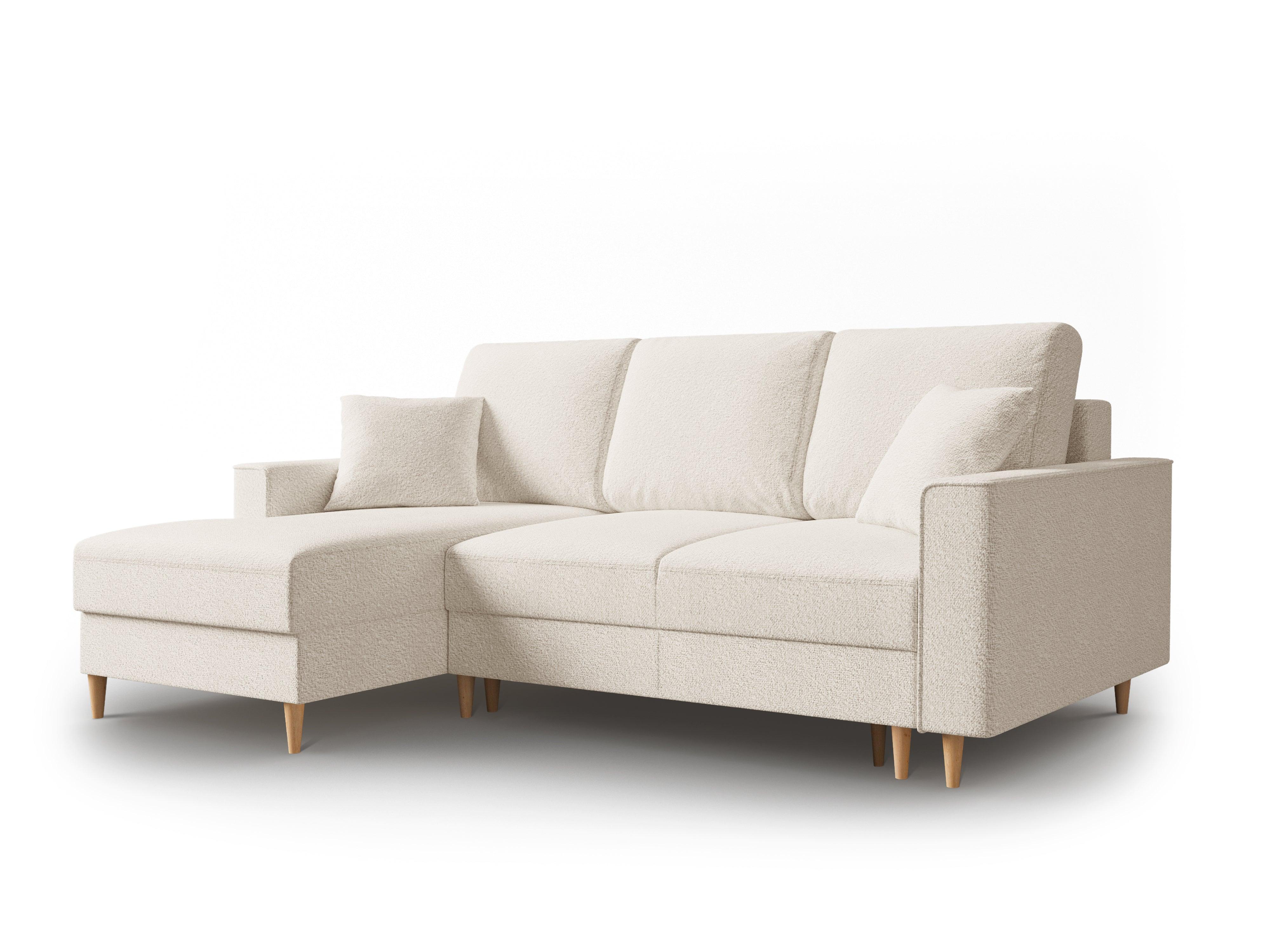 Narożnik lewostronny w tkaninie boucle z funkcją spania CARTADERA beżowy Mazzini Sofas    Eye on Design