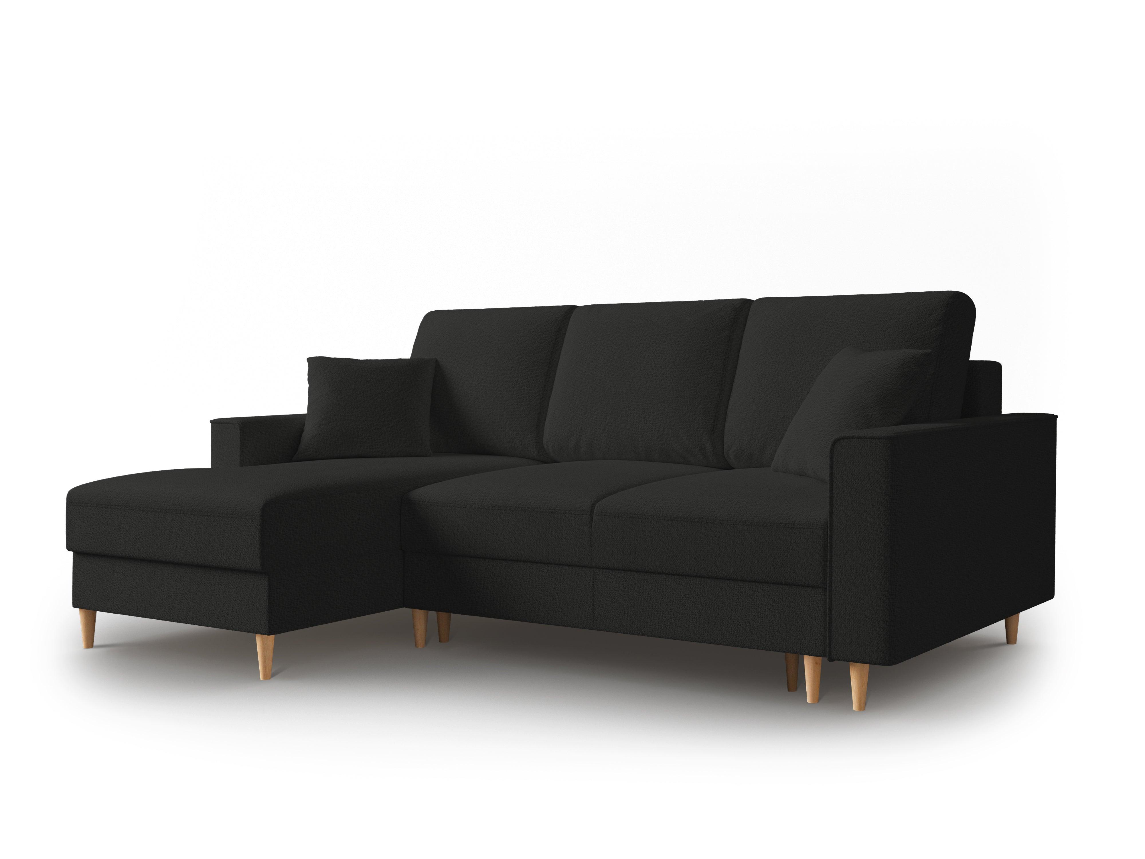 Narożnik lewostronny w tkaninie boucle z funkcją spania CARTADERA czarny Mazzini Sofas    Eye on Design