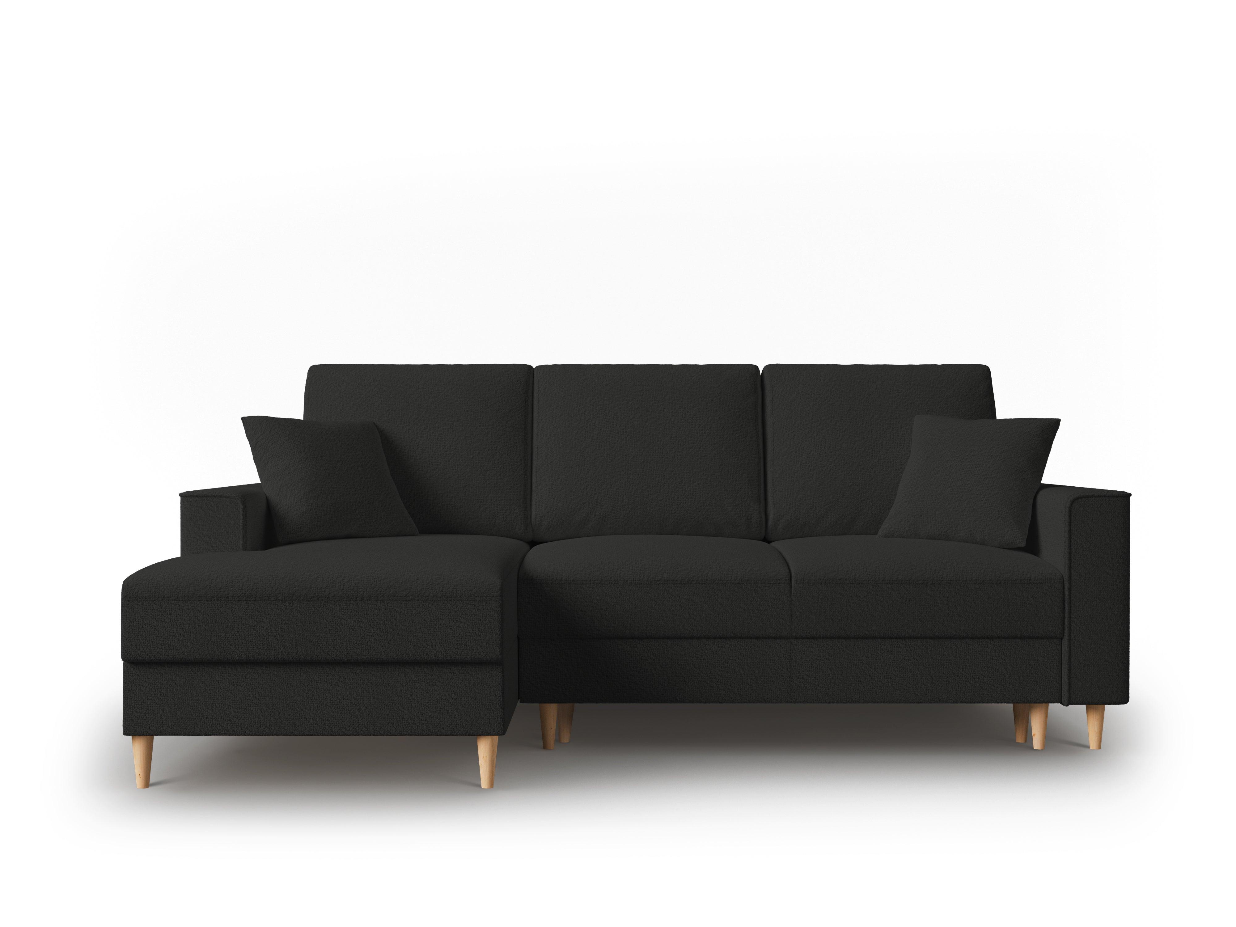 Narożnik lewostronny w tkaninie boucle z funkcją spania CARTADERA czarny Mazzini Sofas    Eye on Design