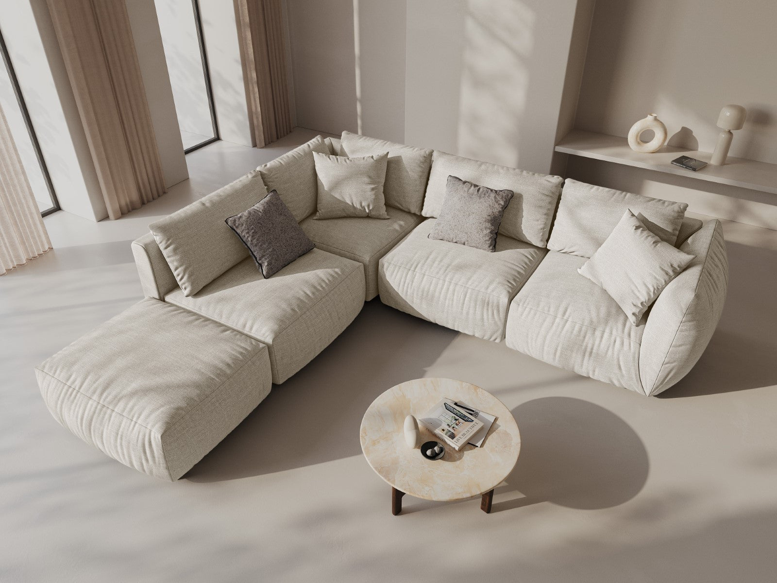 CHRIS Cream Chenille Pouf