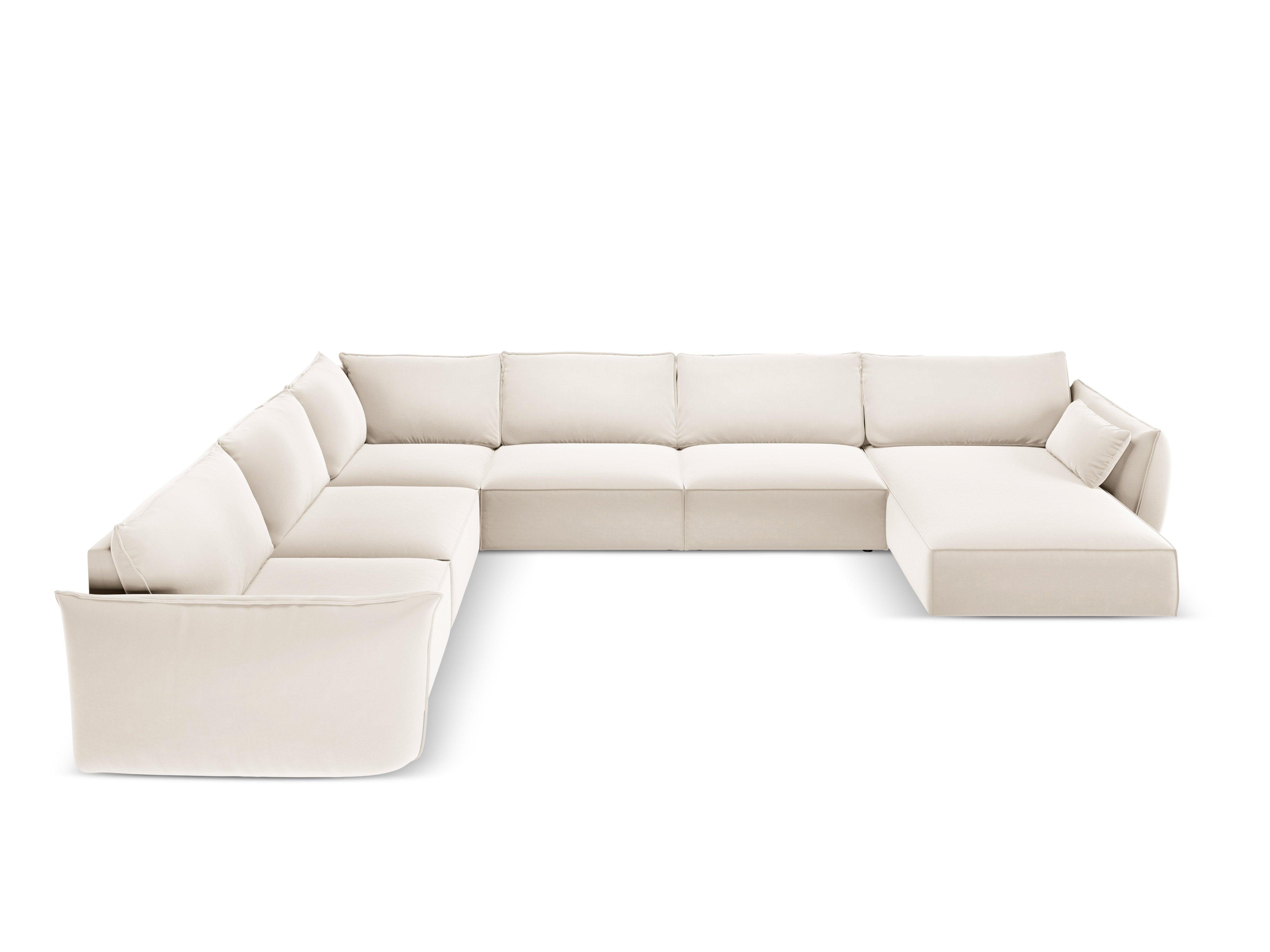 Narożnik panoramiczny aksamitny lewostronny VANDA beżowy Mazzini Sofas    Eye on Design