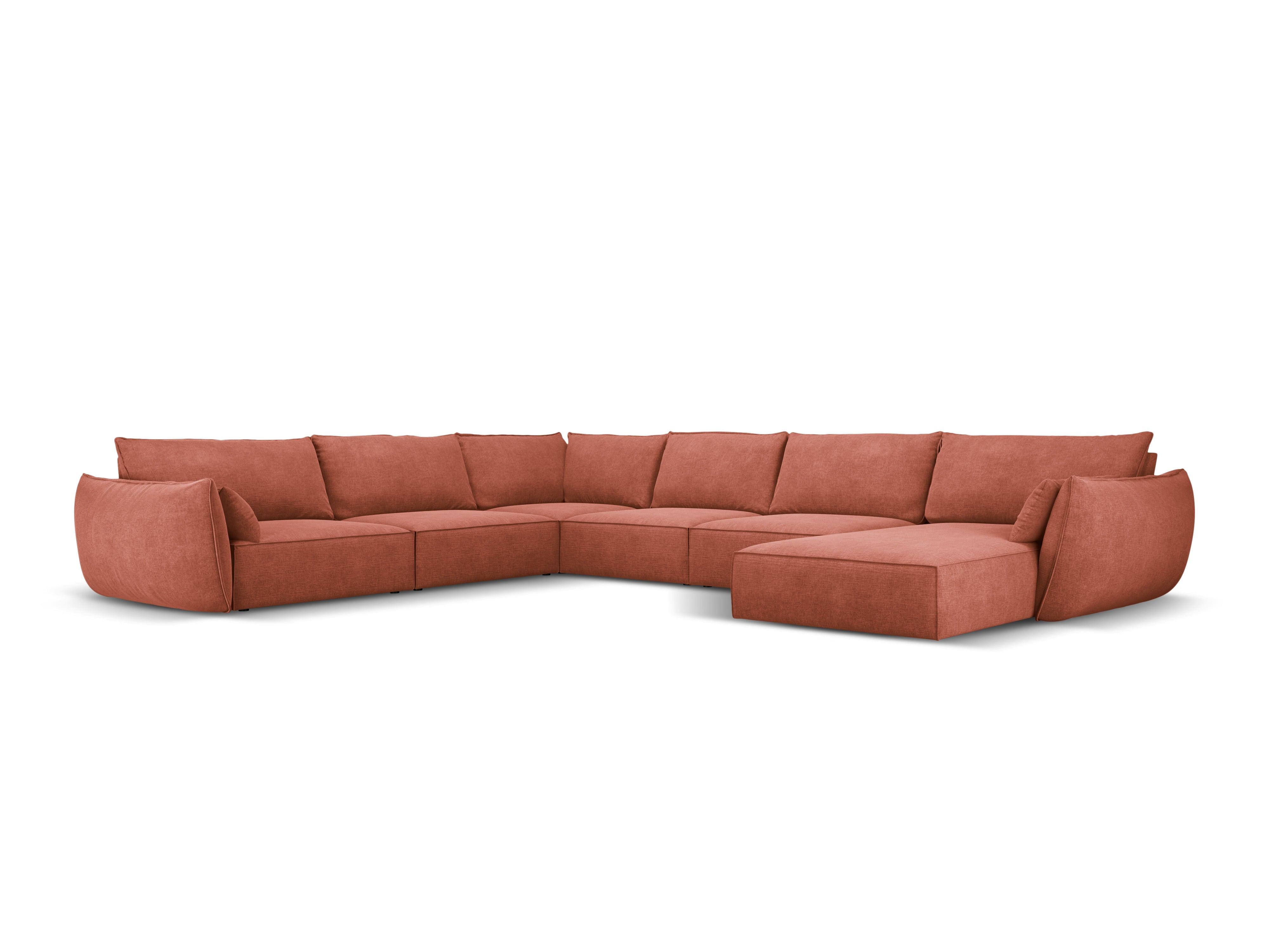 Narożnik panoramiczny w tkaninie szenilowej lewostronny VANDA terracotta Mazzini Sofas    Eye on Design