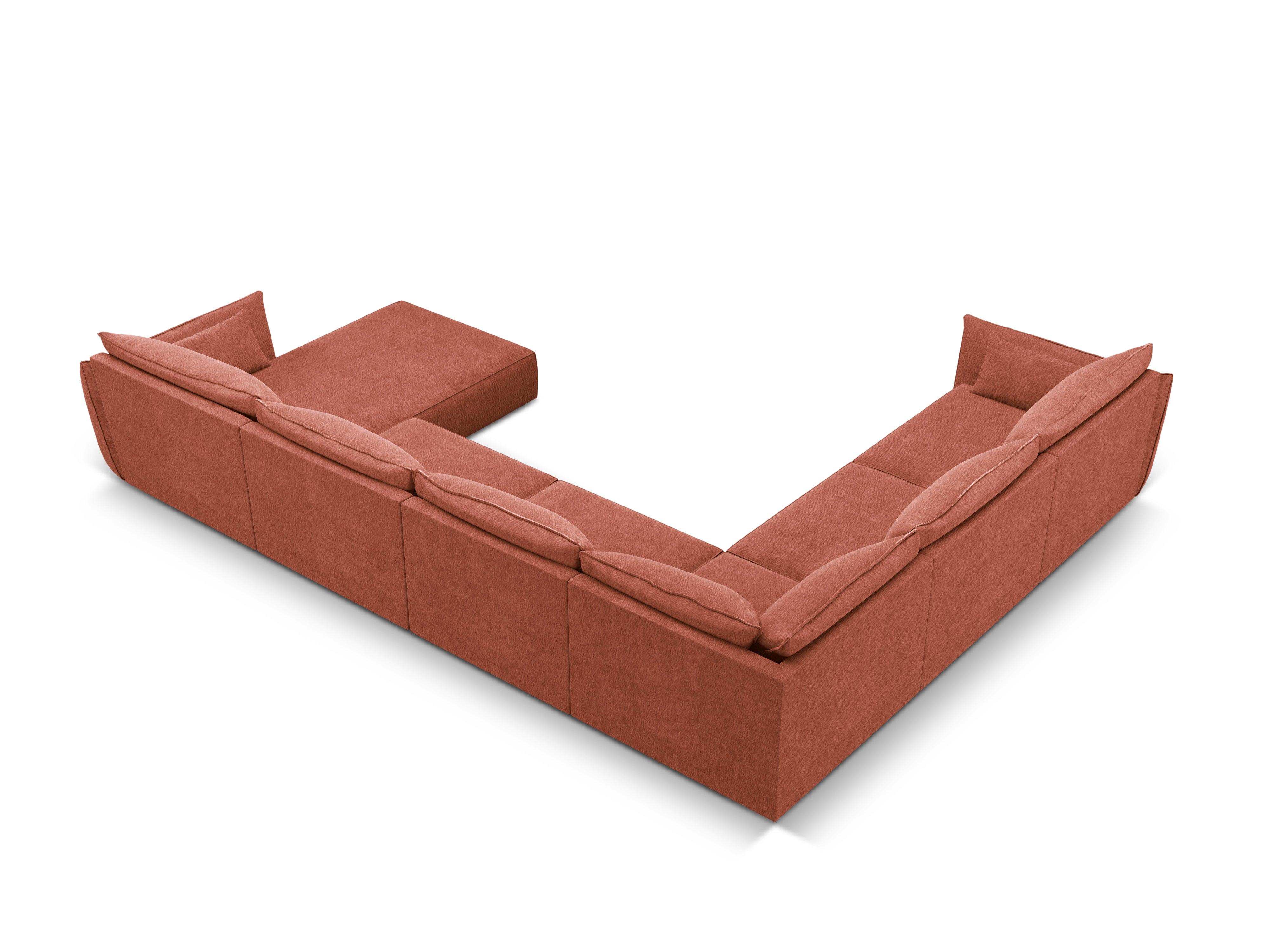 Narożnik panoramiczny w tkaninie szenilowej lewostronny VANDA terracotta Mazzini Sofas    Eye on Design