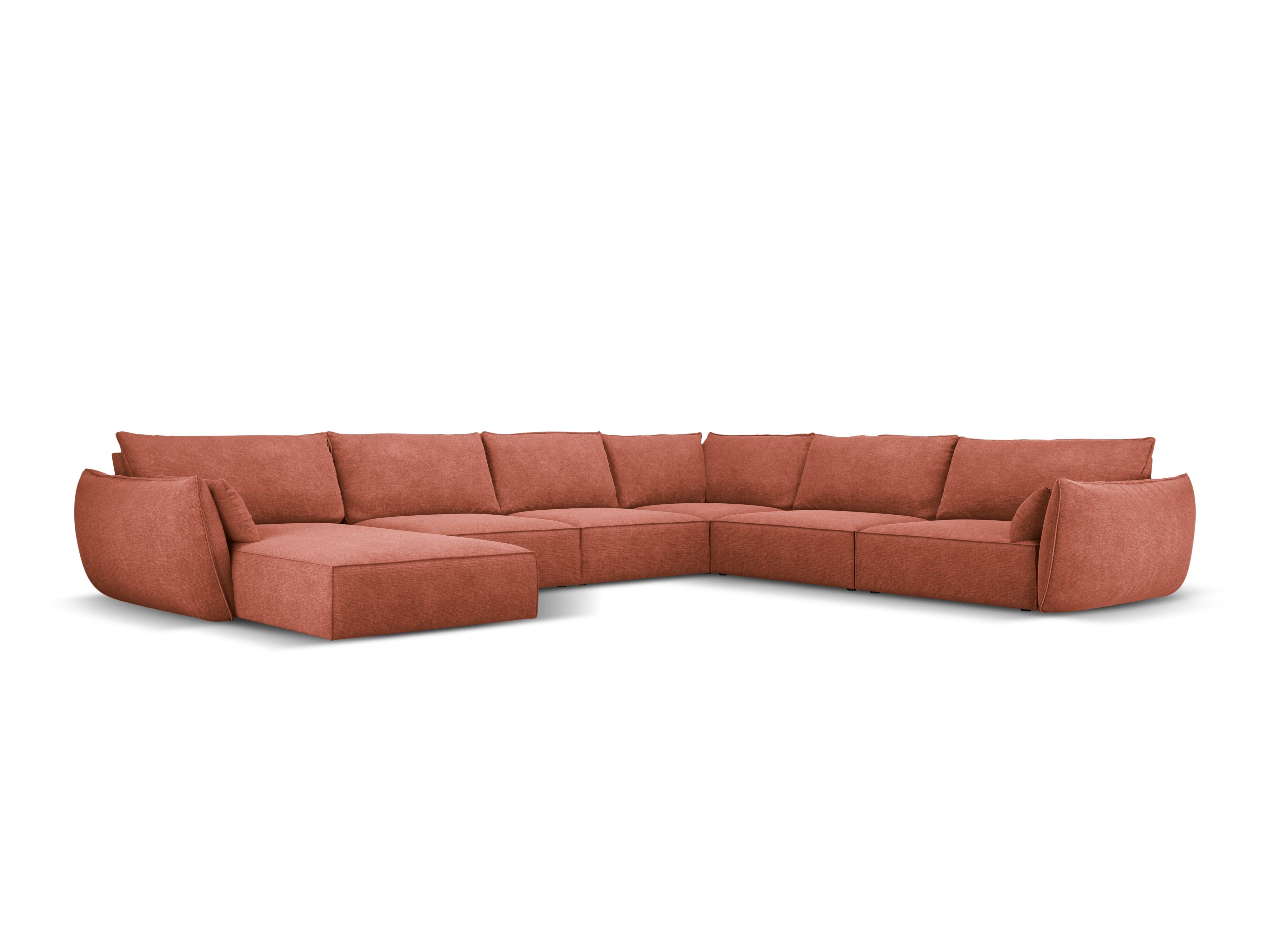 Narożnik panoramiczny w tkaninie szenilowej prawostronny VANDA terracotta Mazzini Sofas    Eye on Design