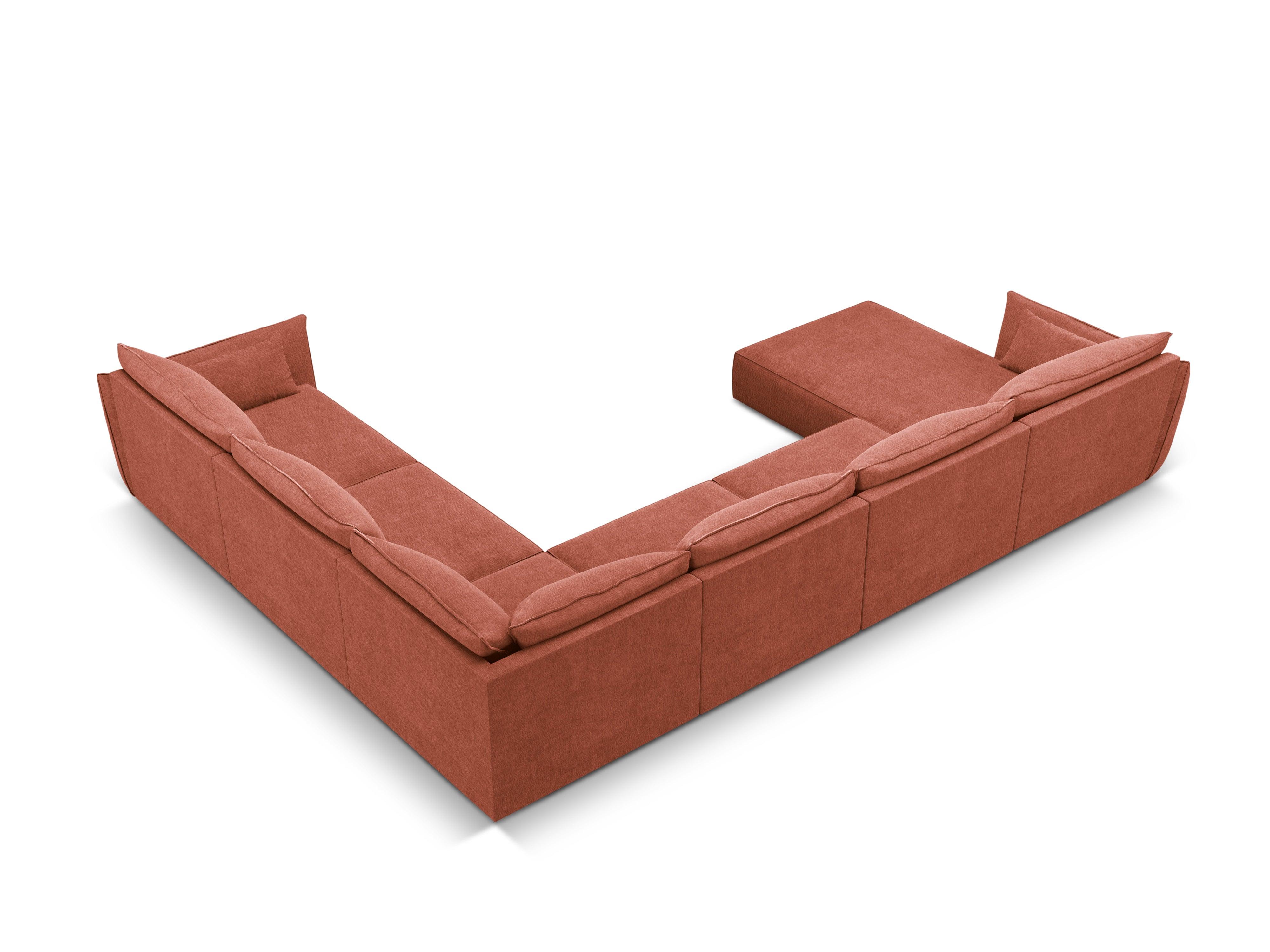 Narożnik panoramiczny w tkaninie szenilowej prawostronny VANDA terracotta Mazzini Sofas    Eye on Design