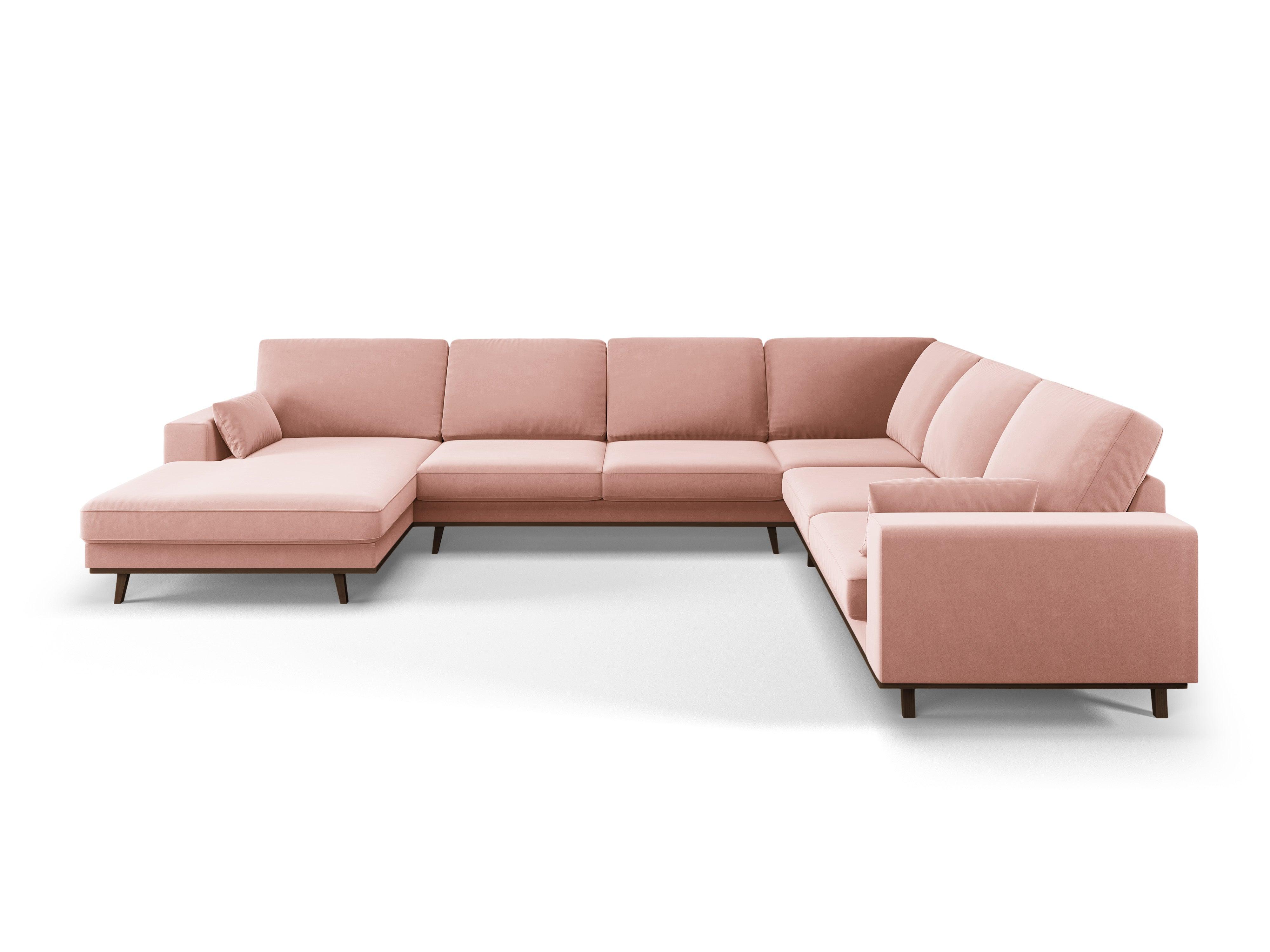 Narożnik prawostronny aksamitny panoramiczny HEBE różowy Mazzini Sofas    Eye on Design