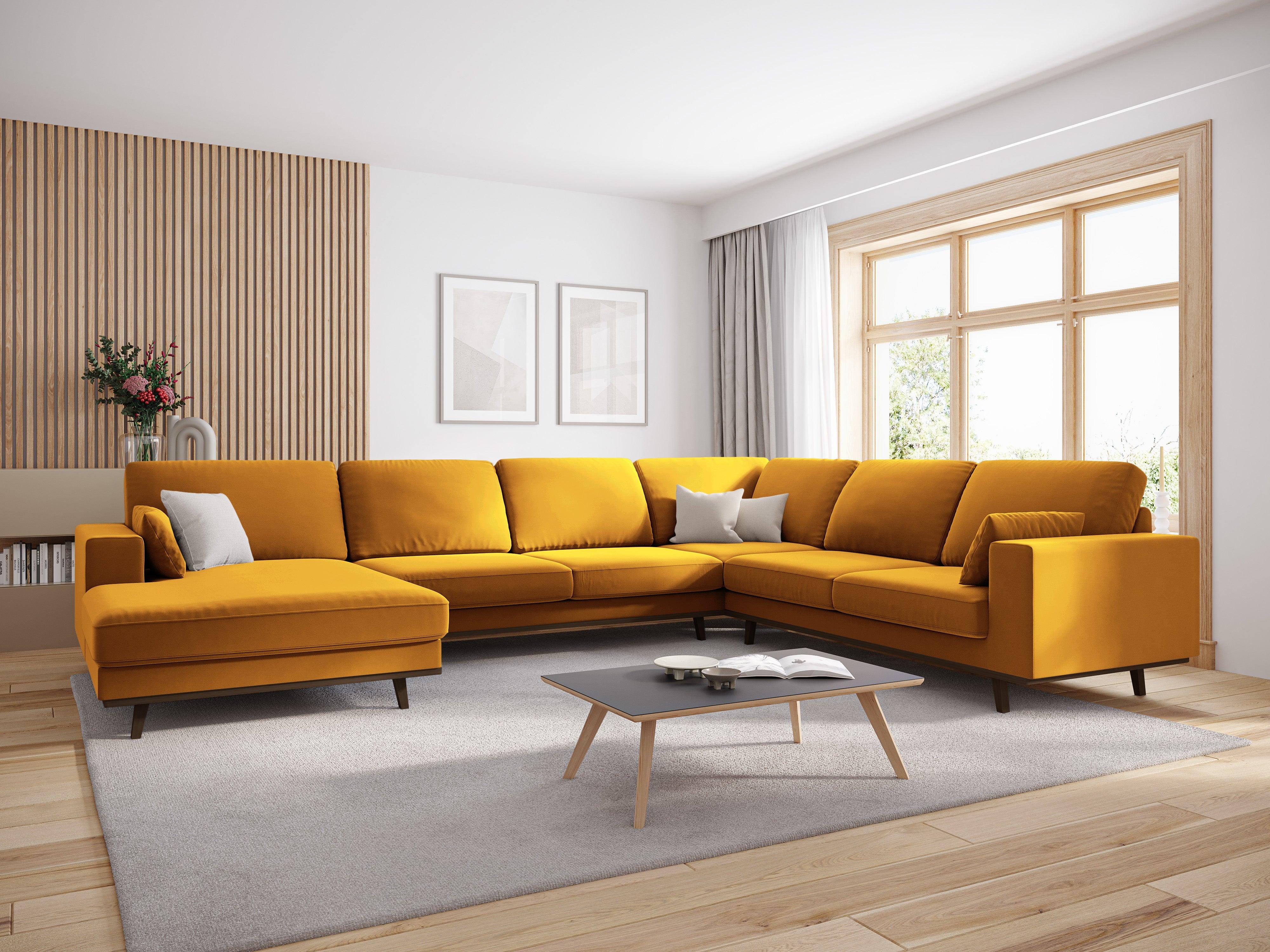 Narożnik prawostronny aksamitny panoramiczny HEBE żółty Mazzini Sofas    Eye on Design