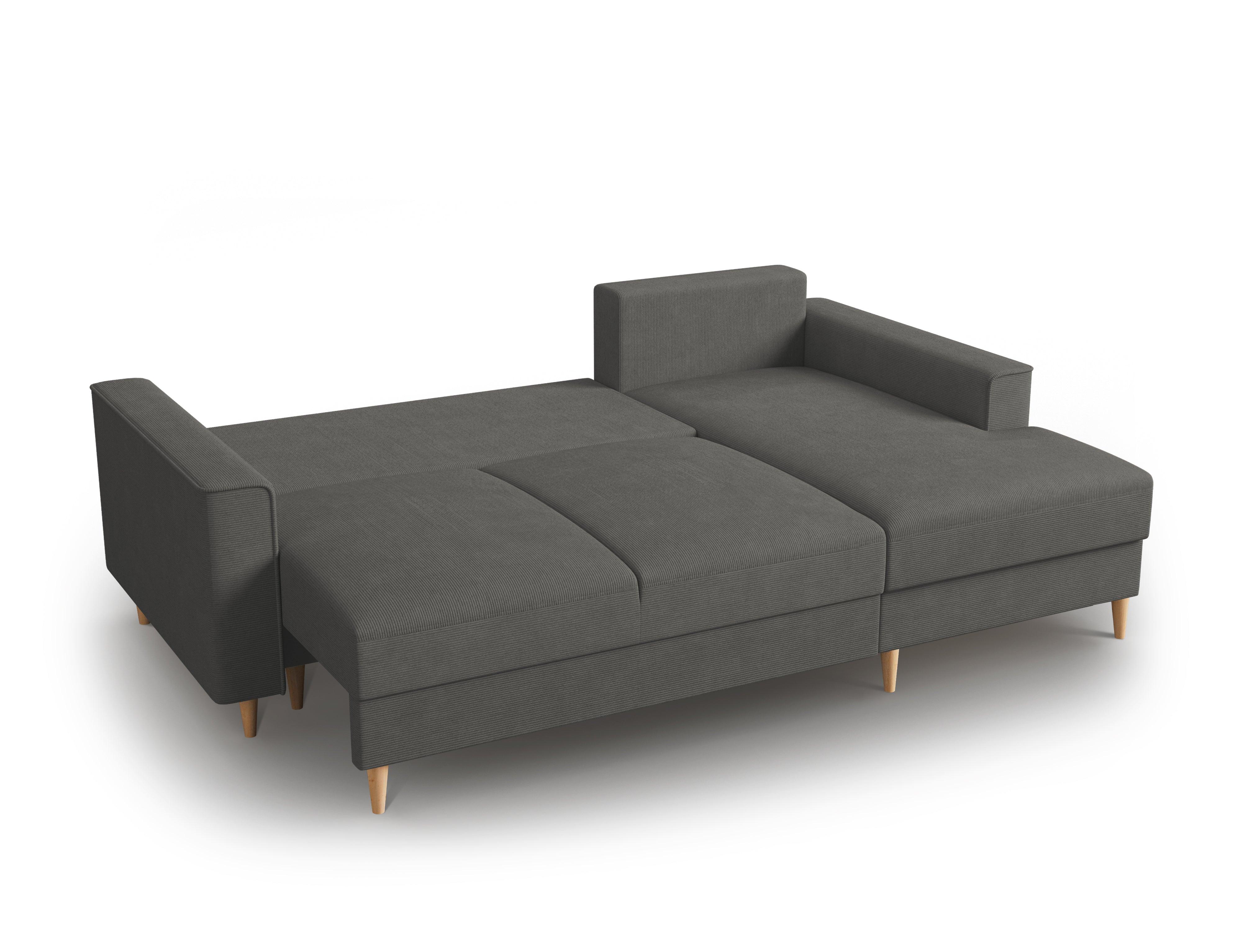 Narożnik prawostronny sztruksowy z funkcją spania CARTADERA ciemnoszary Mazzini Sofas    Eye on Design