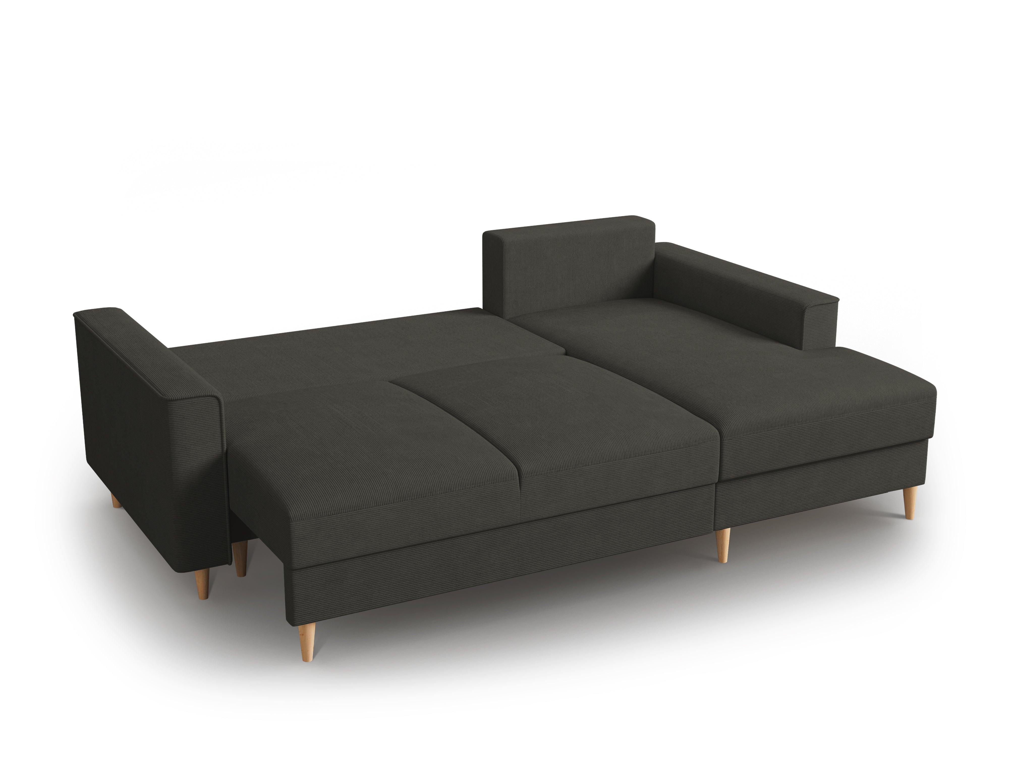 Narożnik prawostronny sztruksowy z funkcją spania CARTADERA czarny Mazzini Sofas    Eye on Design