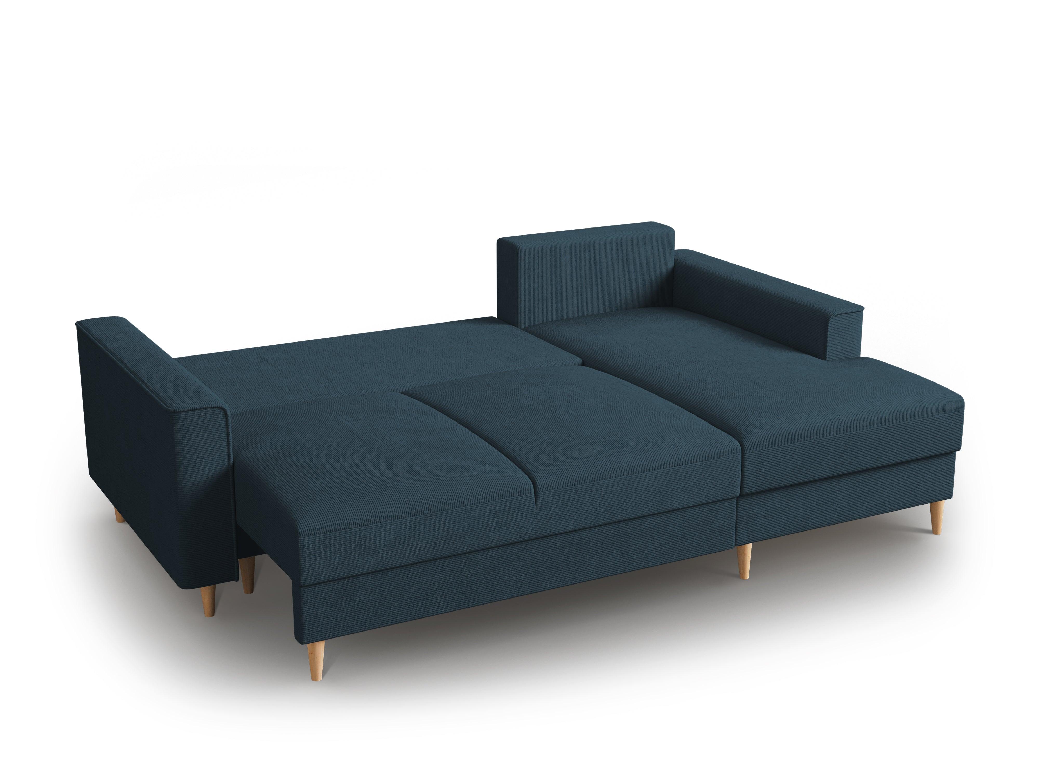 Narożnik prawostronny sztruksowy z funkcją spania CARTADERA granatowy Mazzini Sofas    Eye on Design