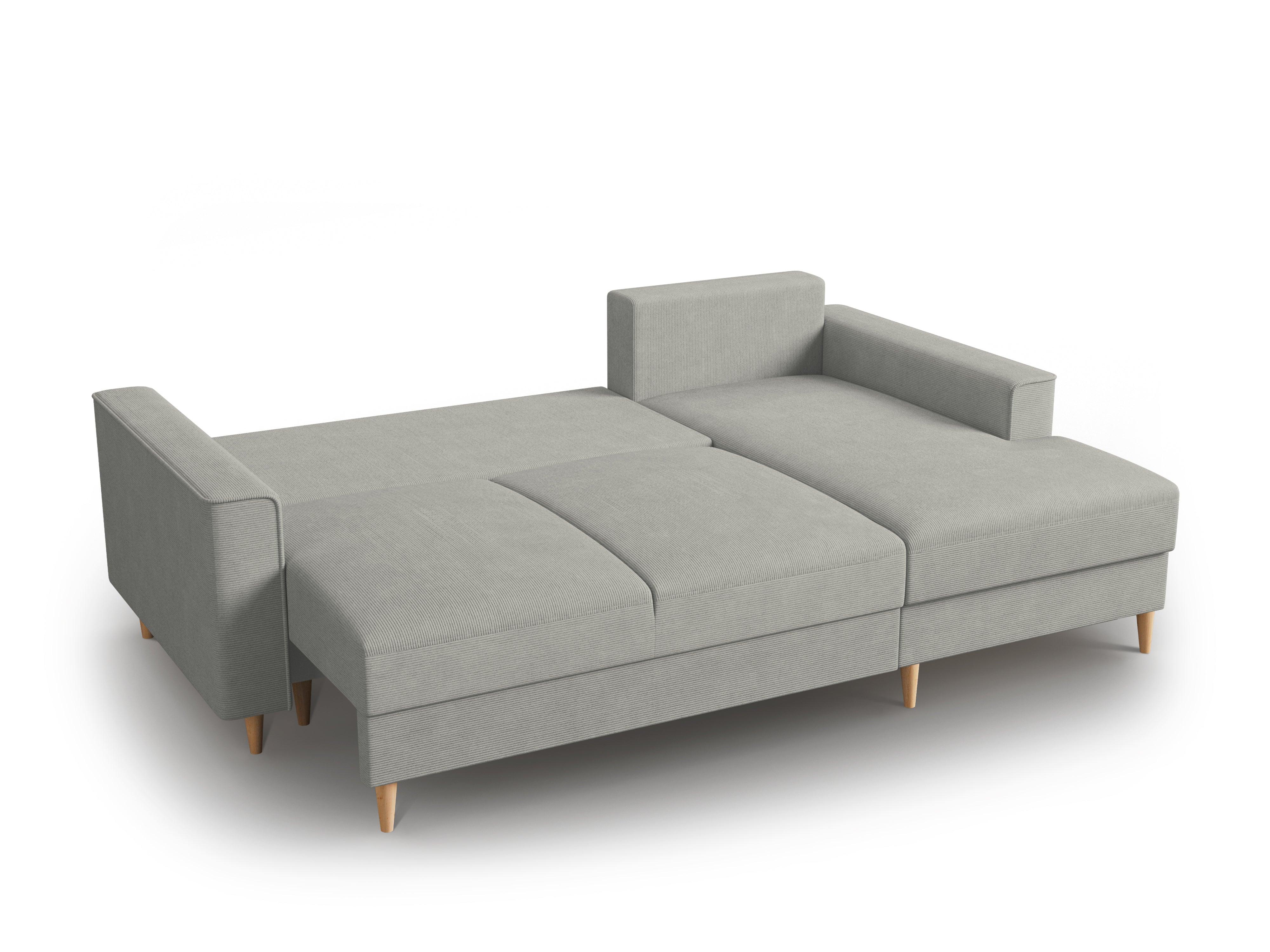 Narożnik prawostronny sztruksowy z funkcją spania CARTADERA jasnoszary Mazzini Sofas    Eye on Design