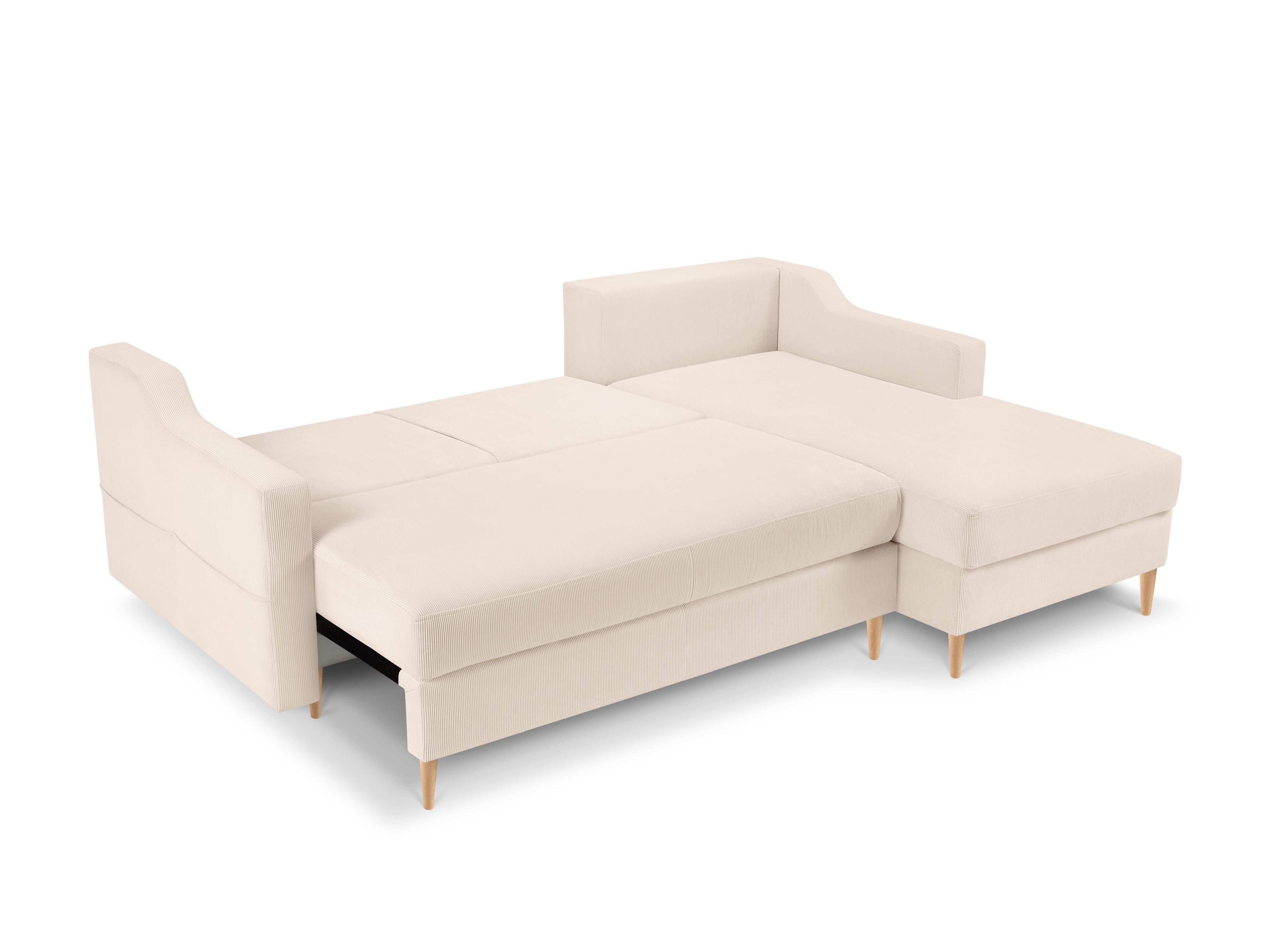 Narożnik prawostronny sztruksowy z funkcją spania ROSE beżowy Mazzini Sofas    Eye on Design