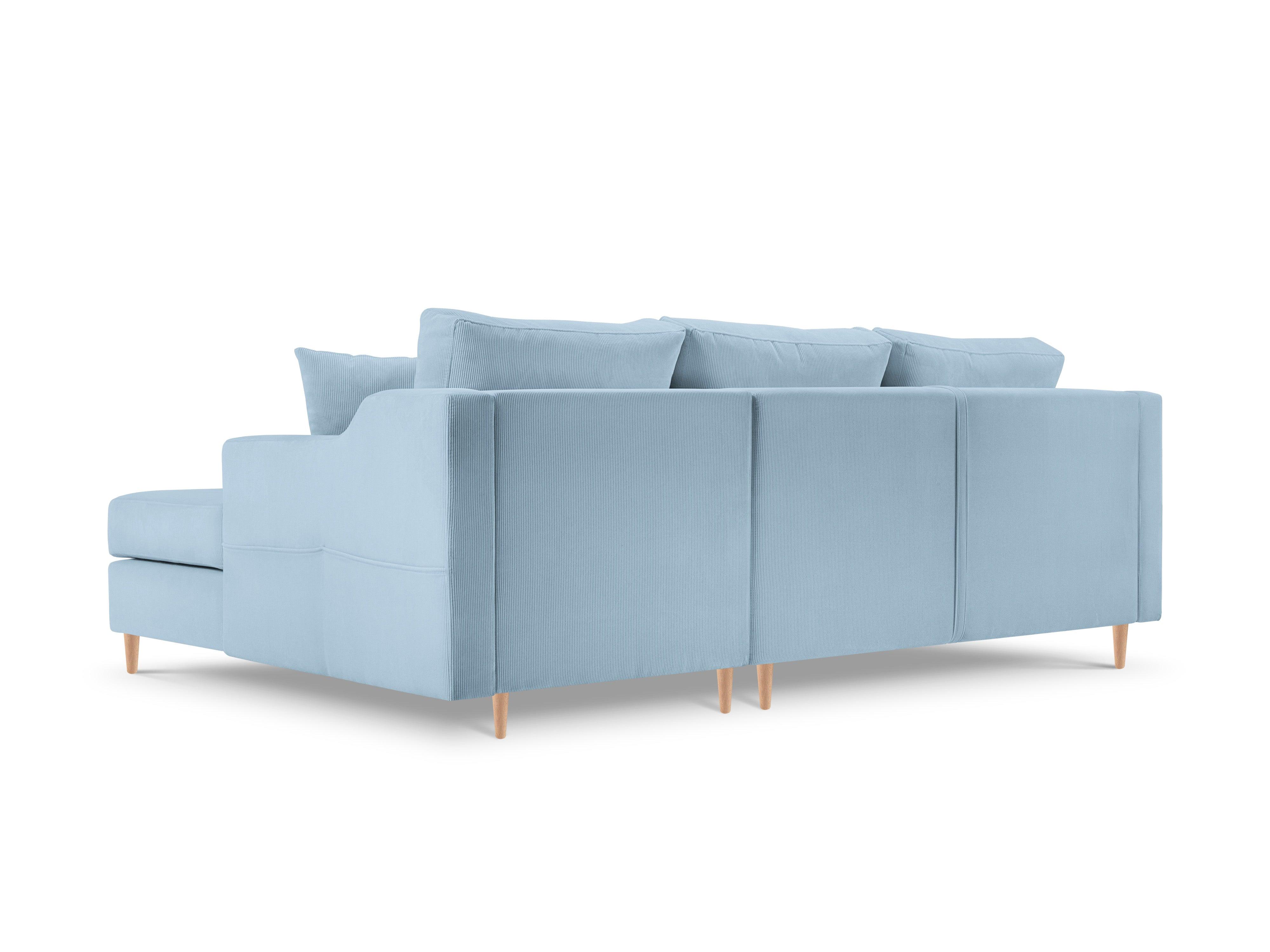 Narożnik prawostronny sztruksowy z funkcją spania ROSE jasnoniebieski Mazzini Sofas    Eye on Design