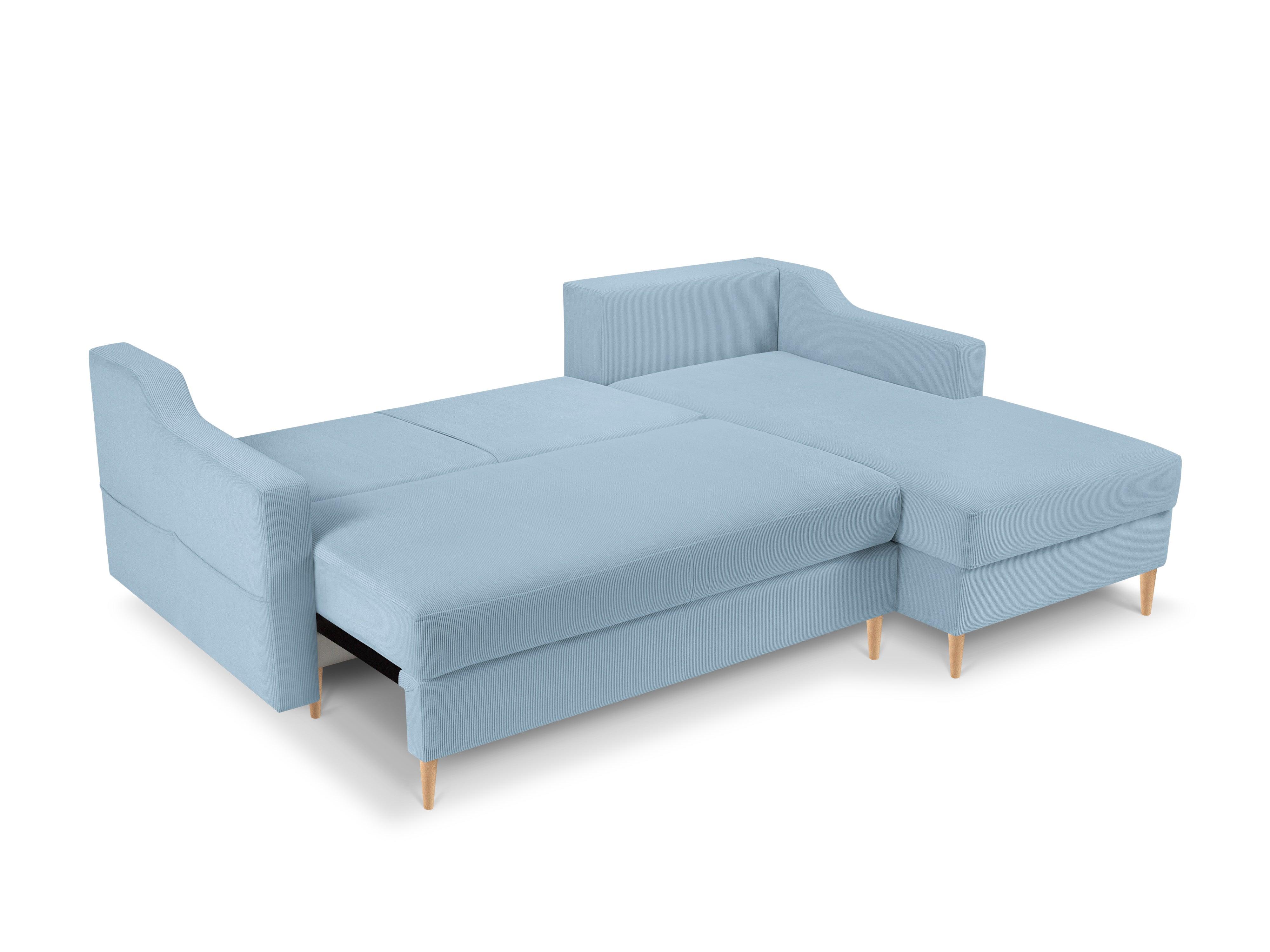 Narożnik prawostronny sztruksowy z funkcją spania ROSE jasnoniebieski Mazzini Sofas    Eye on Design