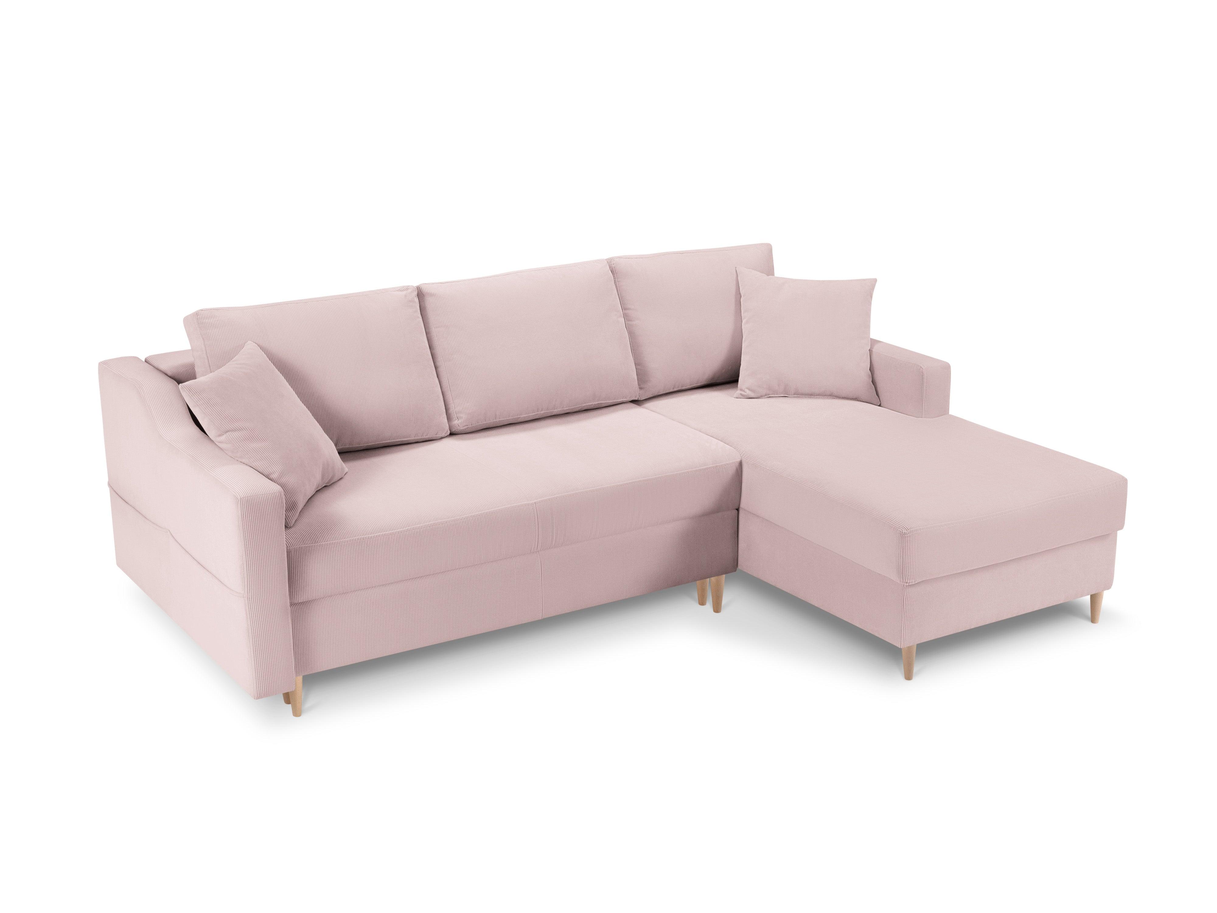 Narożnik prawostronny  sztruksowy z funkcją spania ROSE różowy Mazzini Sofas    Eye on Design