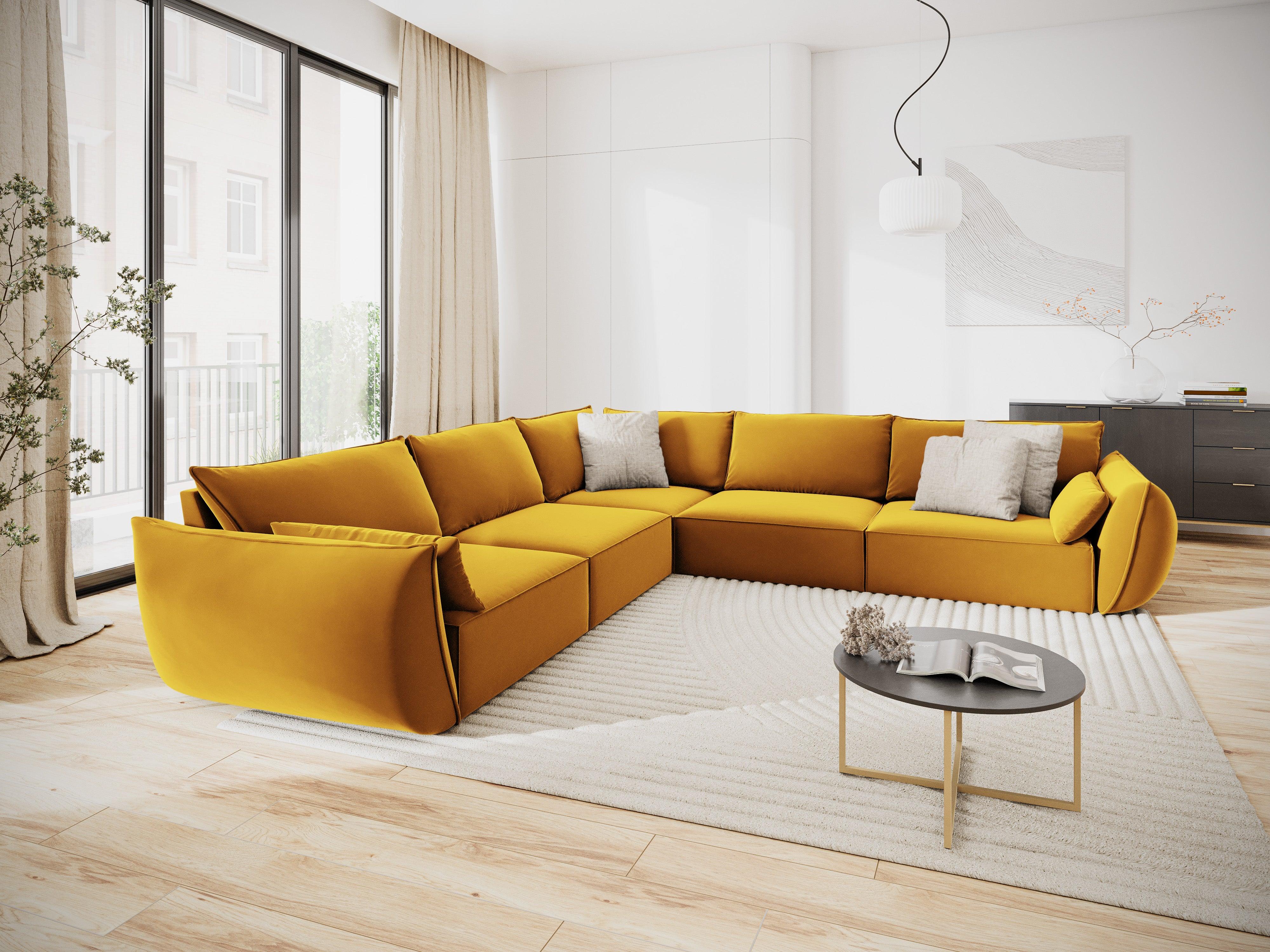 Narożnik symetryczny aksamitny VANDA musztardowy Mazzini Sofas    Eye on Design