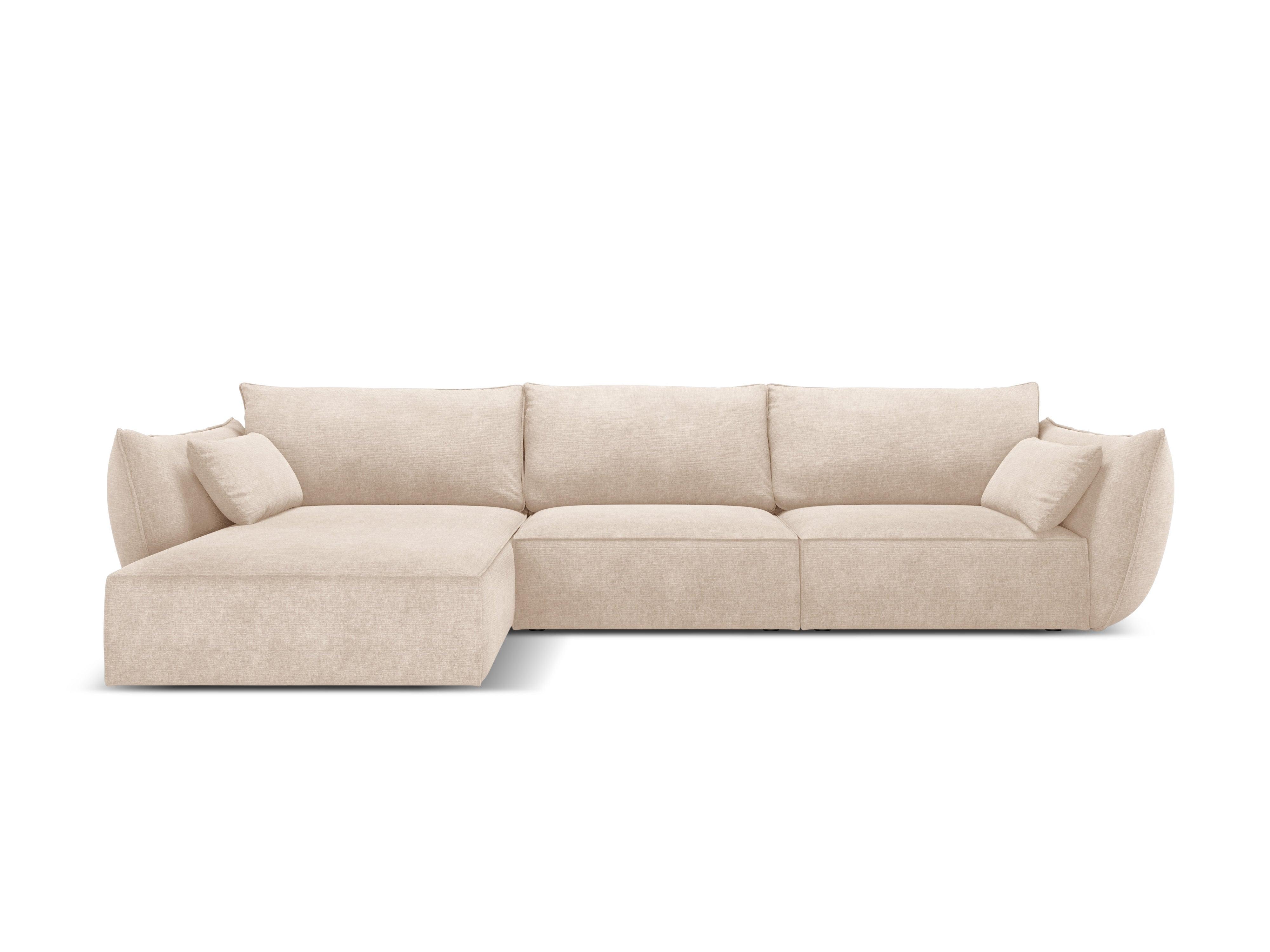 Narożnik w tkaninie szenilowej lewostronny 4-osobowy VANDA beżowy Mazzini Sofas    Eye on Design