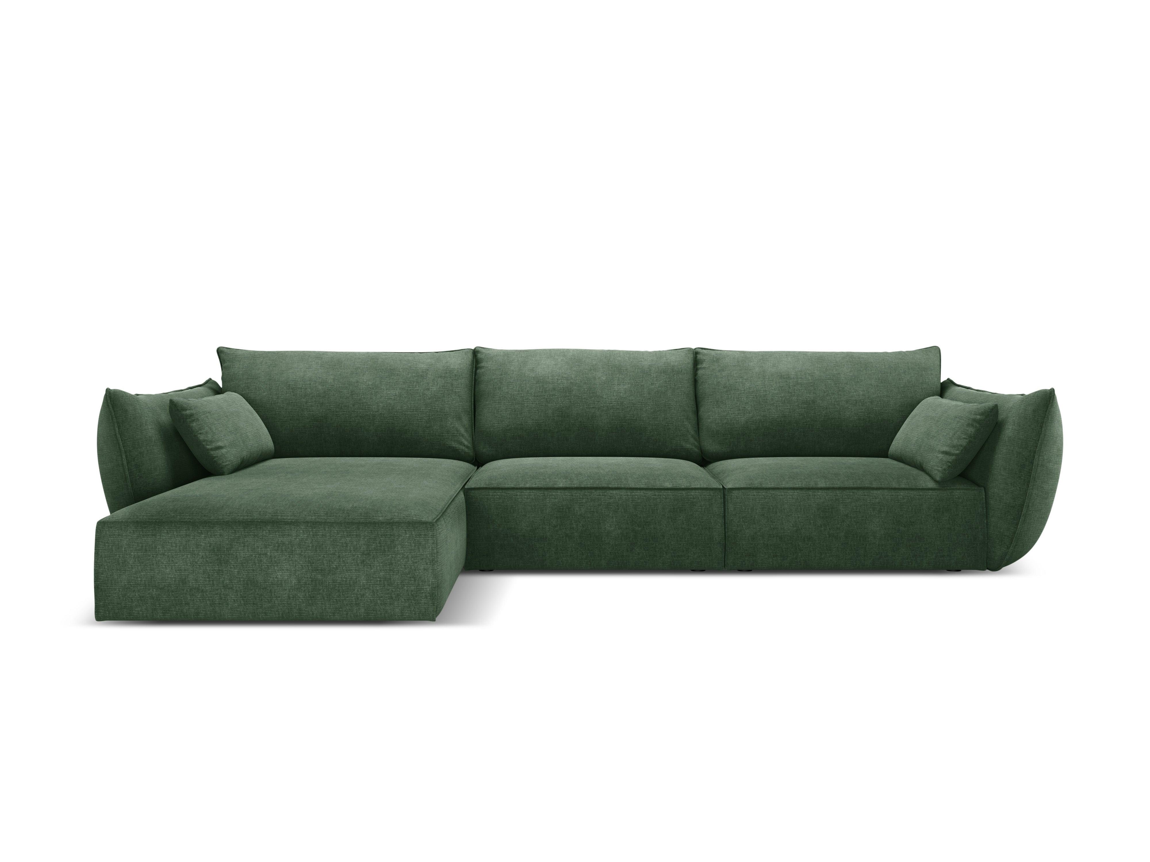 Narożnik w tkaninie szenilowej lewostronny 4-osobowy VANDA butelkowa zieleń Mazzini Sofas    Eye on Design