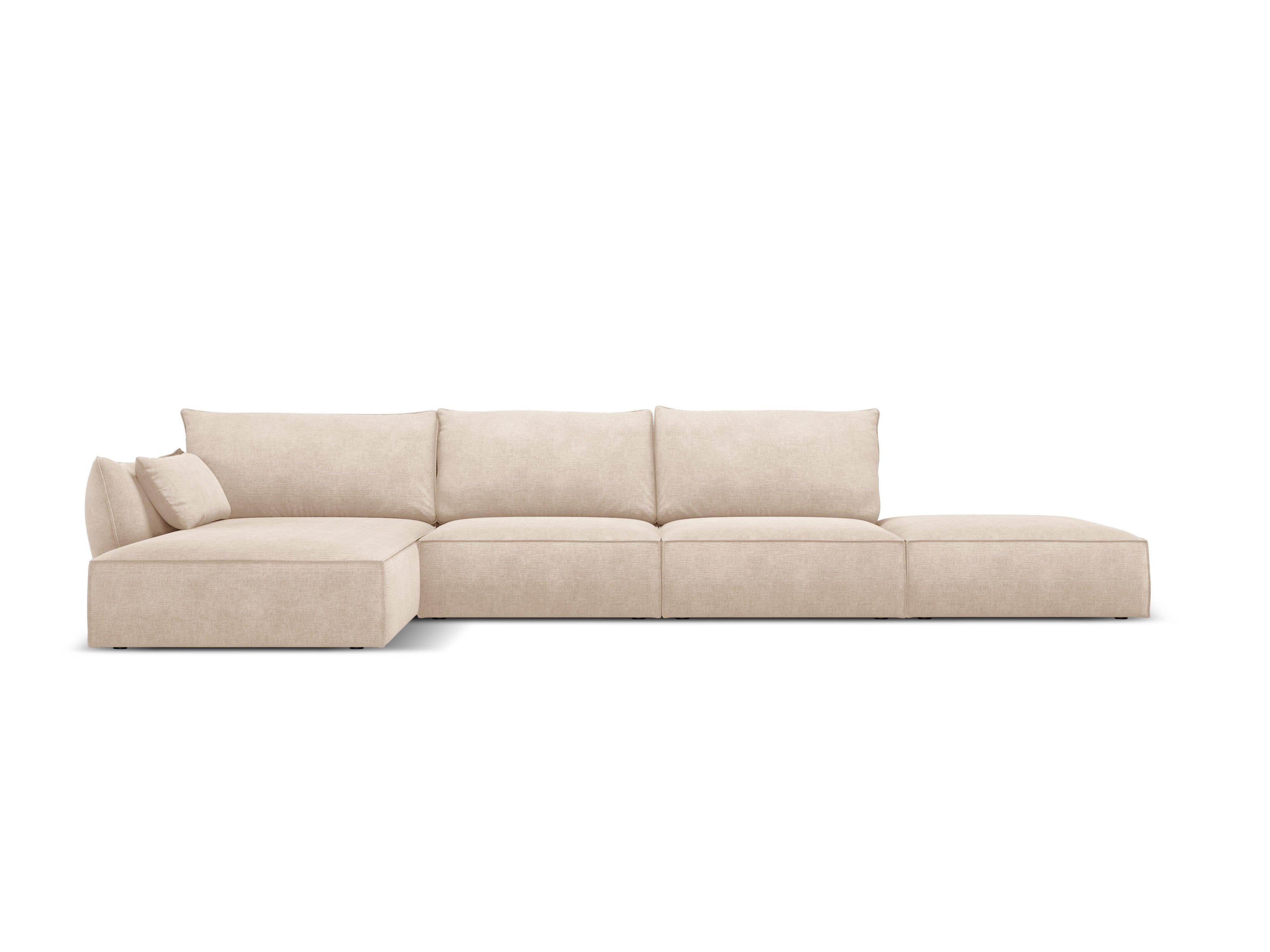 Narożnik w tkaninie szenilowej lewostronny otwarty VANDA beżowy Mazzini Sofas    Eye on Design