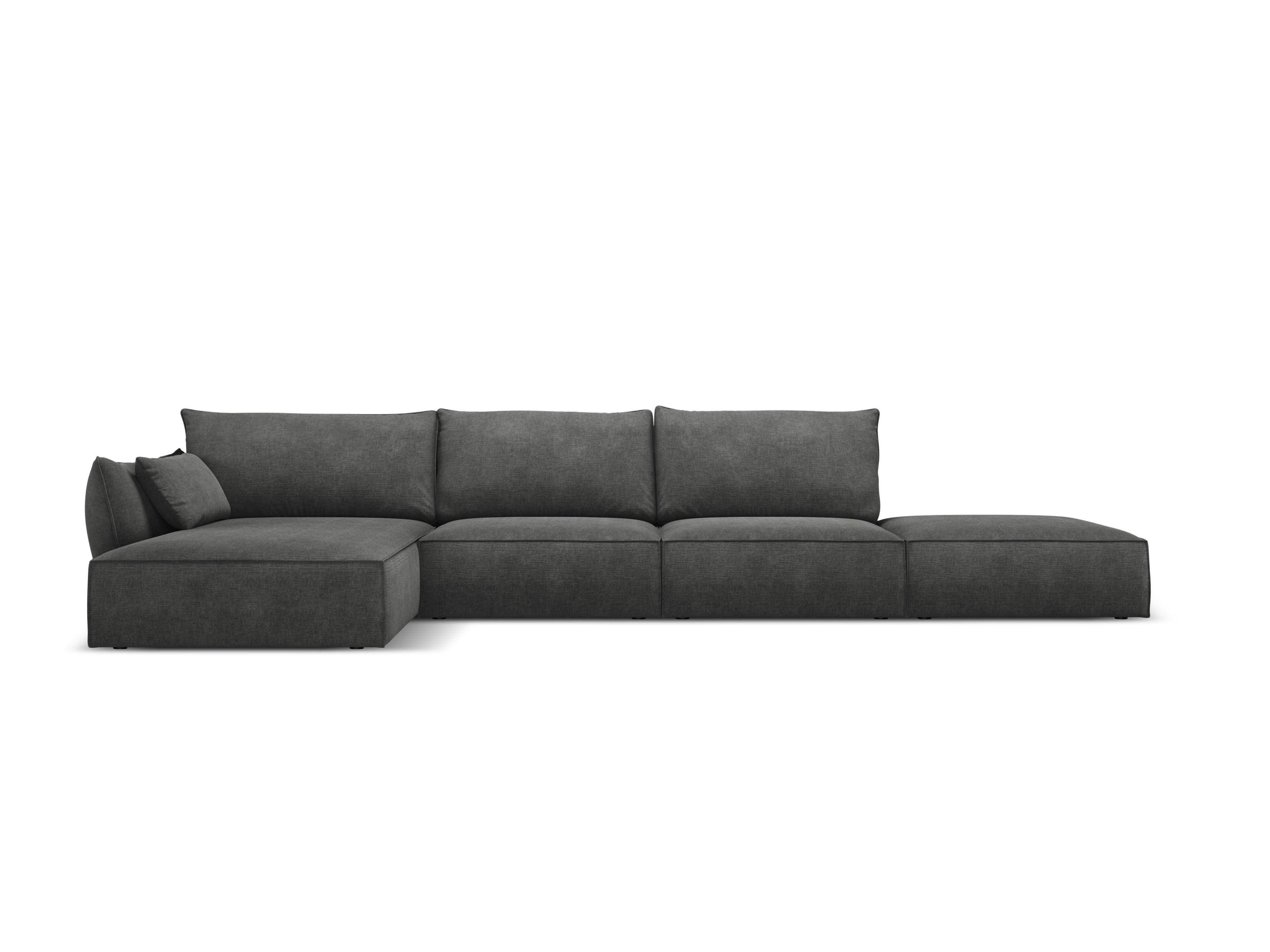 Narożnik w tkaninie szenilowej lewostronny otwarty VANDA ciemnoszary Mazzini Sofas    Eye on Design