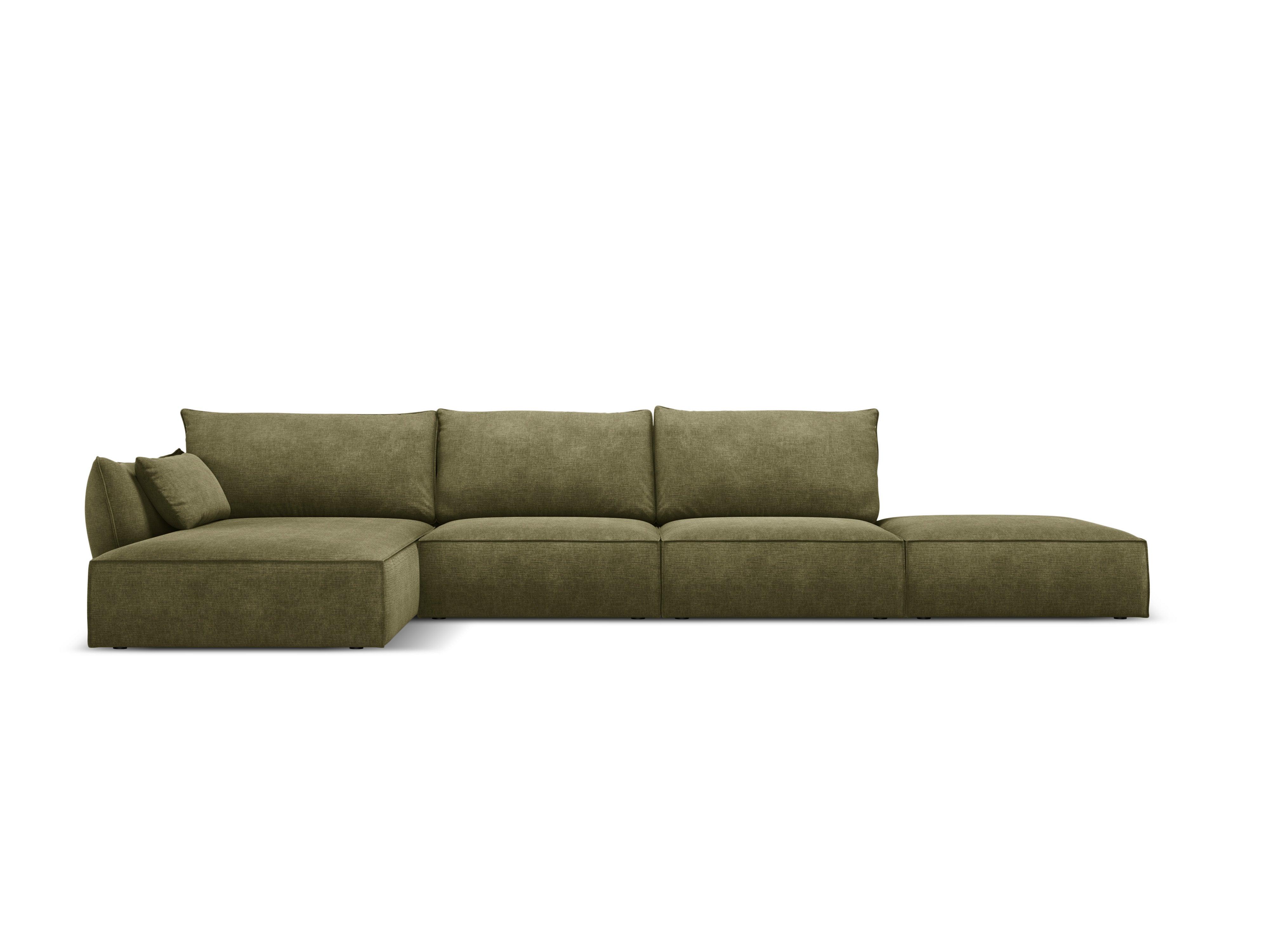 Narożnik w tkaninie szenilowej lewostronny otwarty VANDA zielony Mazzini Sofas    Eye on Design