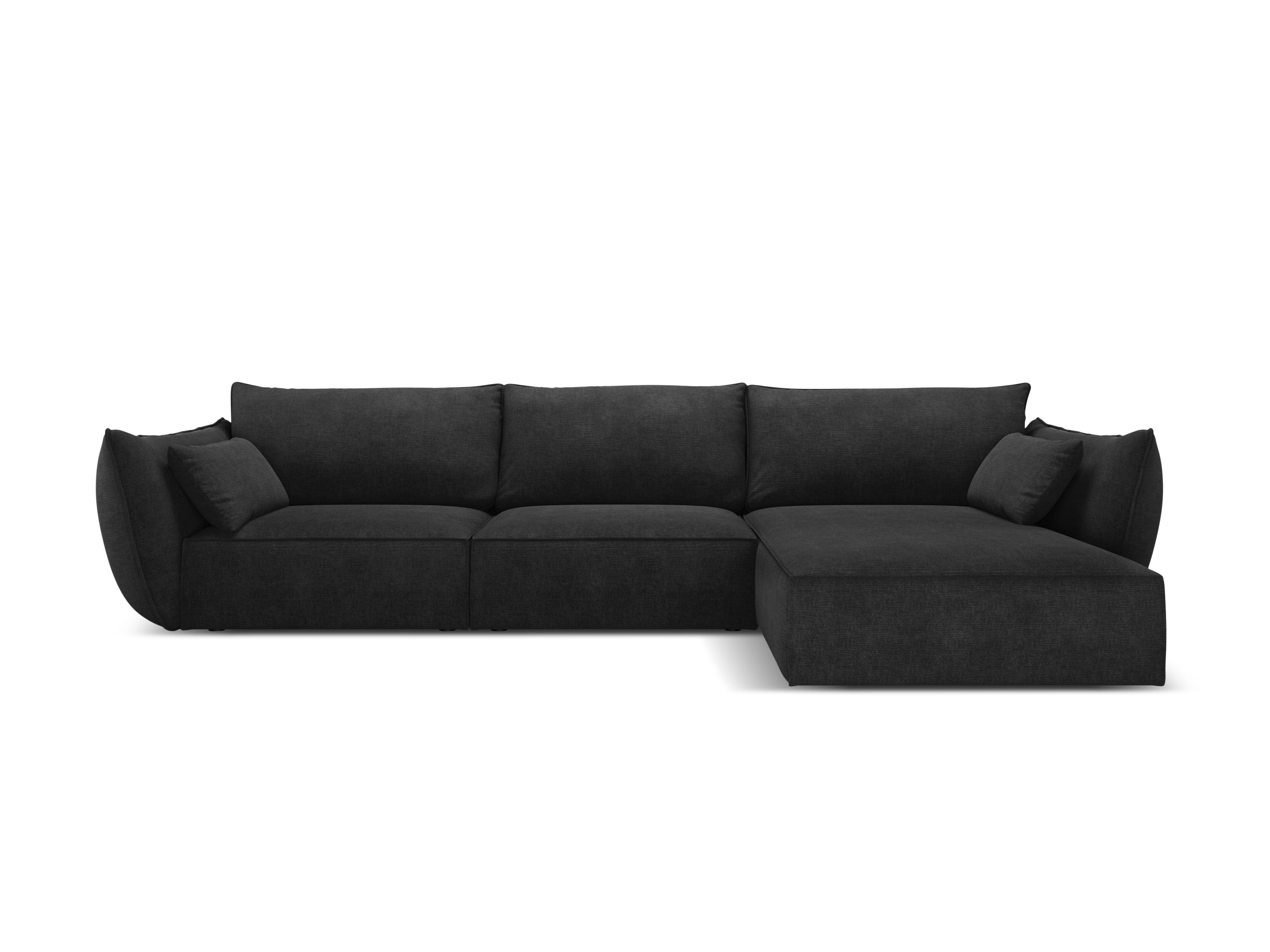 Narożnik w tkaninie szenilowej prawostronny 4-osobowy VANDA czarny Mazzini Sofas    Eye on Design