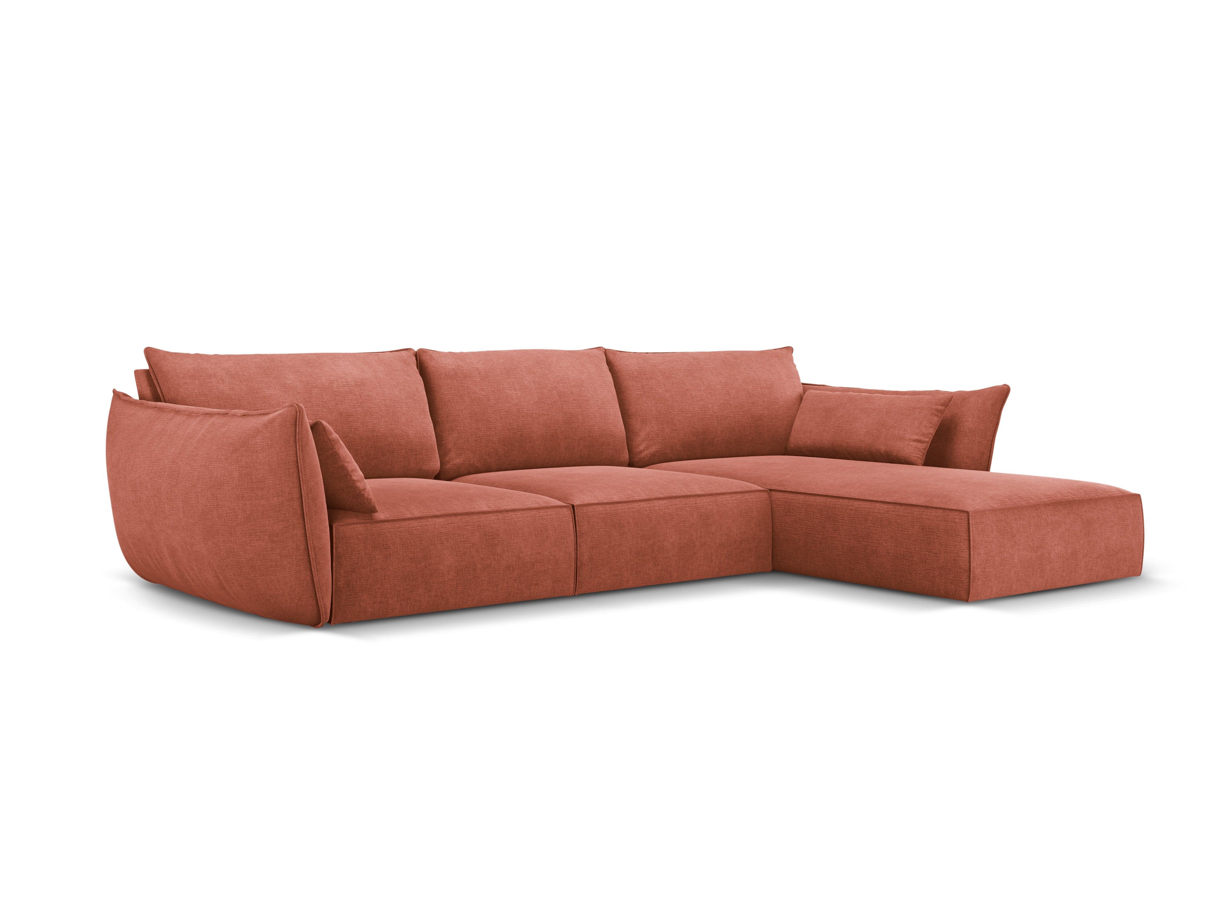 Narożnik w tkaninie szenilowej prawostronny 4-osobowy VANDA terracotta Mazzini Sofas    Eye on Design