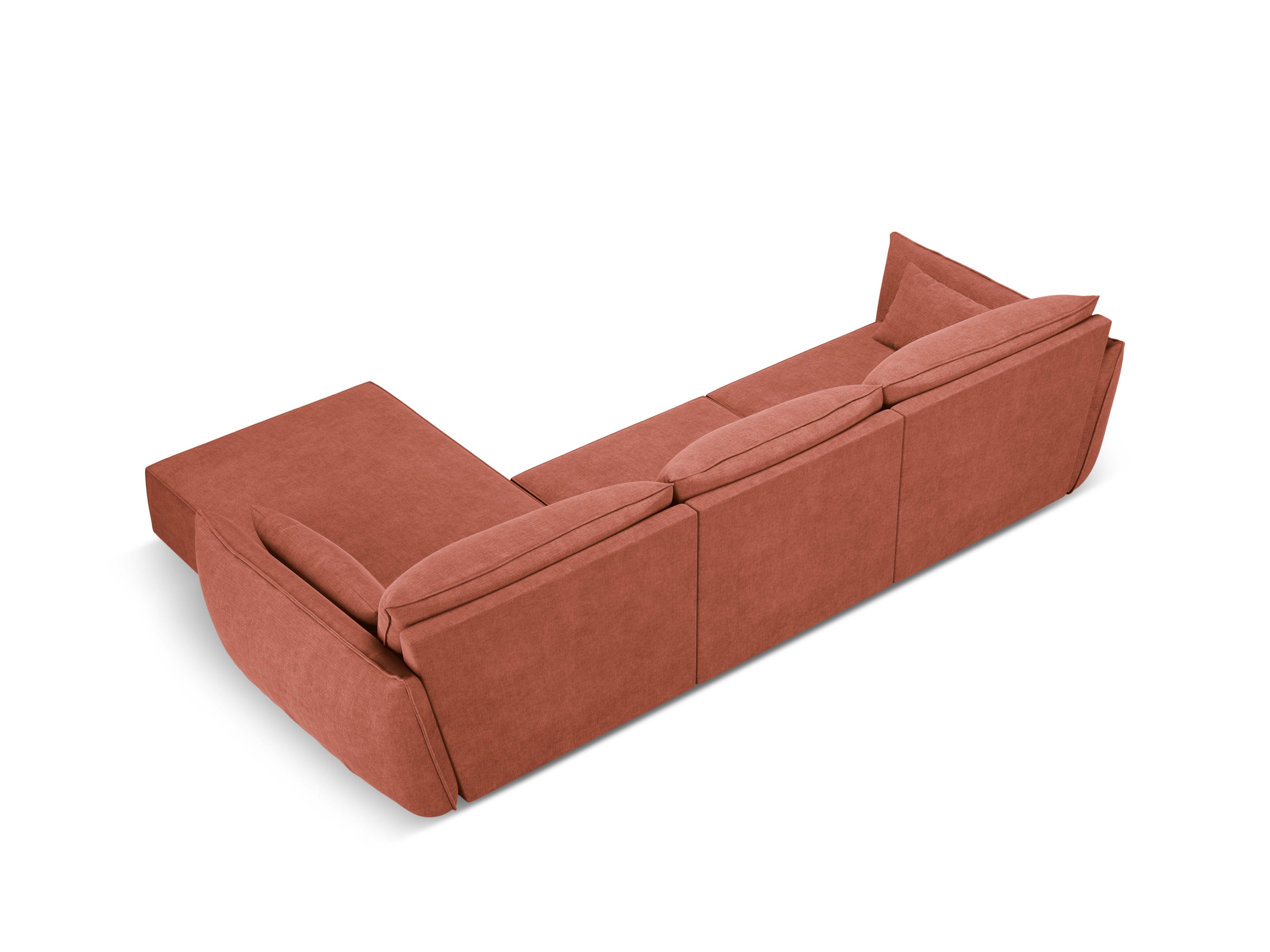 Narożnik w tkaninie szenilowej prawostronny 4-osobowy VANDA terracotta Mazzini Sofas    Eye on Design