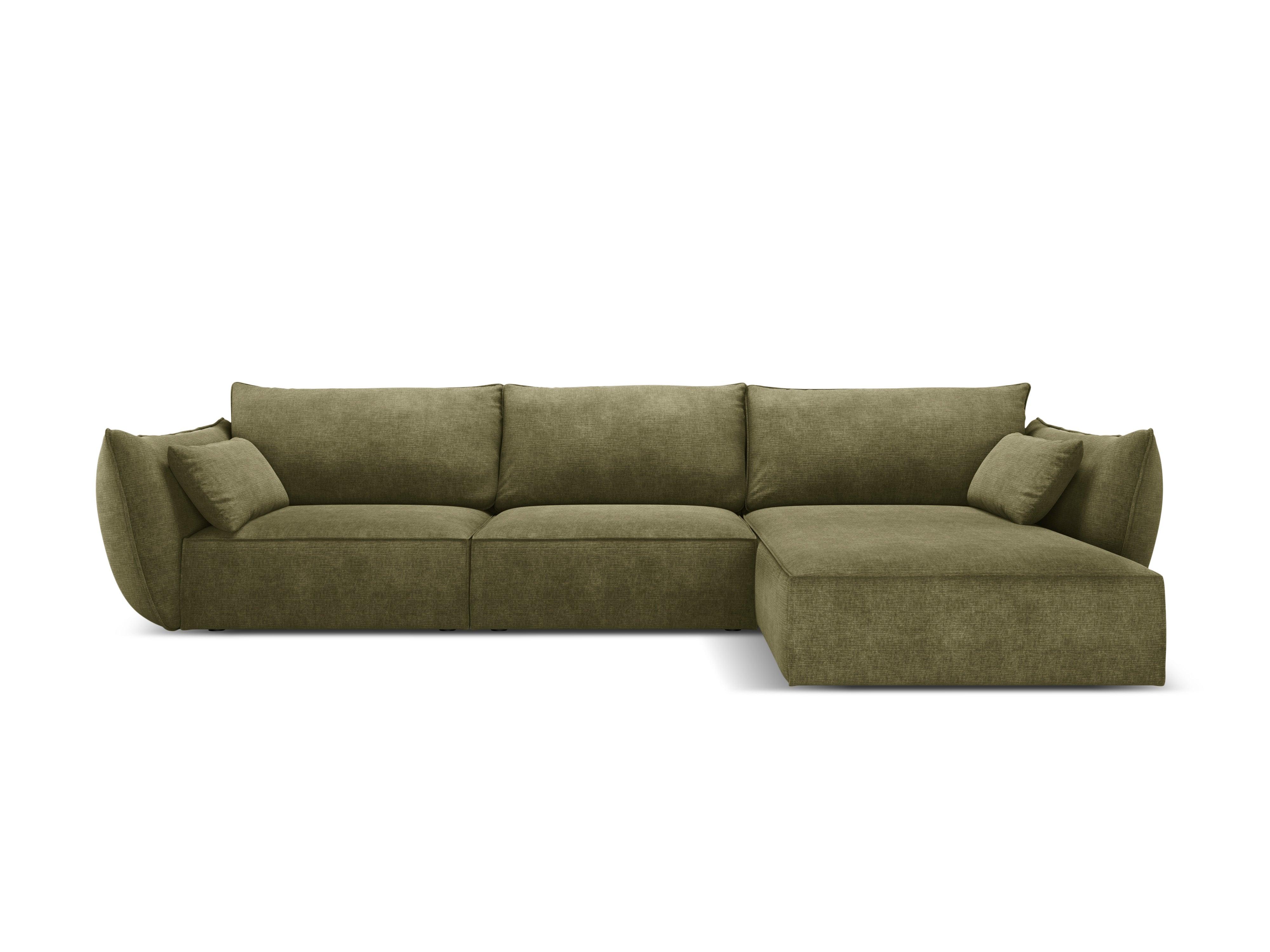 Narożnik w tkaninie szenilowej prawostronny 4-osobowy VANDA zielony Mazzini Sofas    Eye on Design