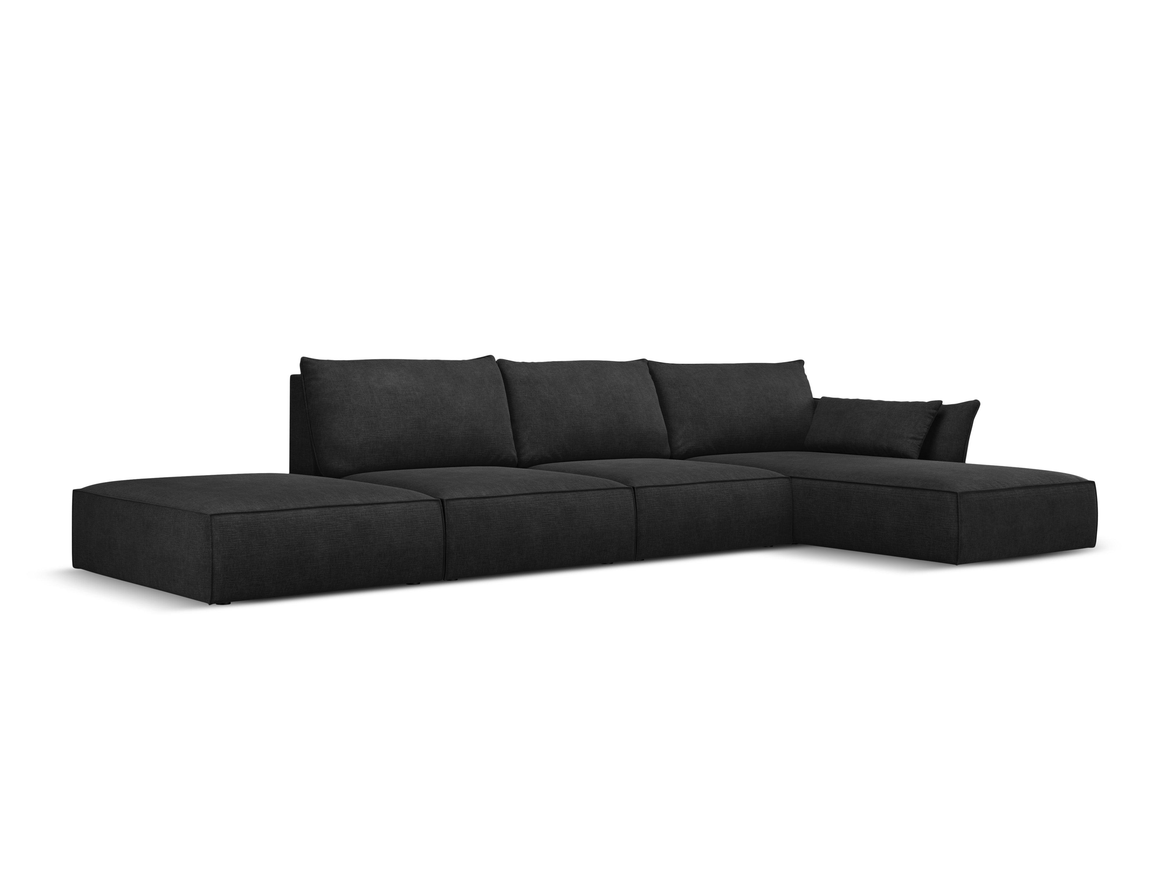 Narożnik w tkaninie szenilowej prawostronny otwarty VANDA czarny Mazzini Sofas    Eye on Design