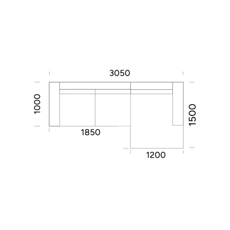 Narożnik z funkcją spania lewostronny TYBERIAS Rosanero 305x150 cm Grupa 0  Eye on Design