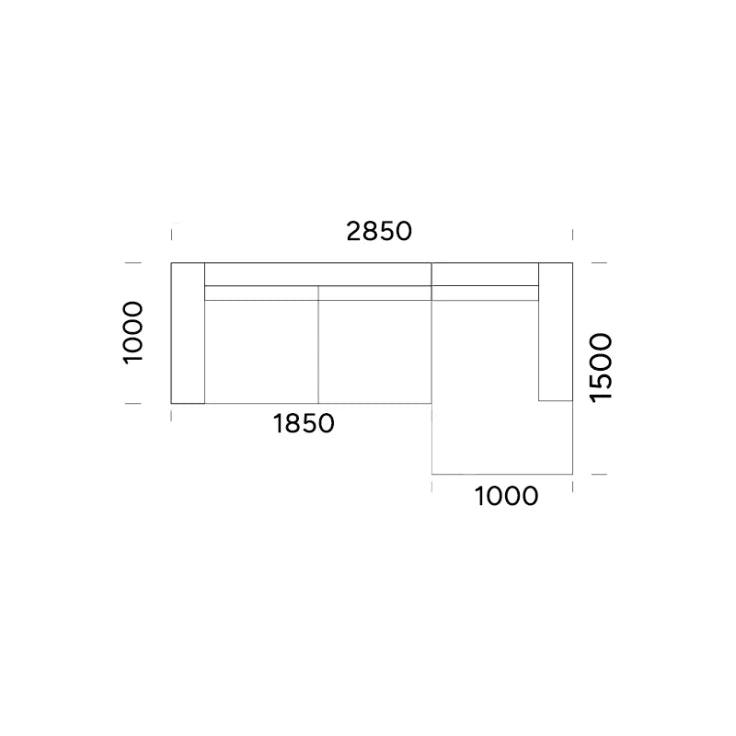 Narożnik z funkcją spania lewostronny TYBERIAS Rosanero 285x150x185 cm Grupa 0  Eye on Design