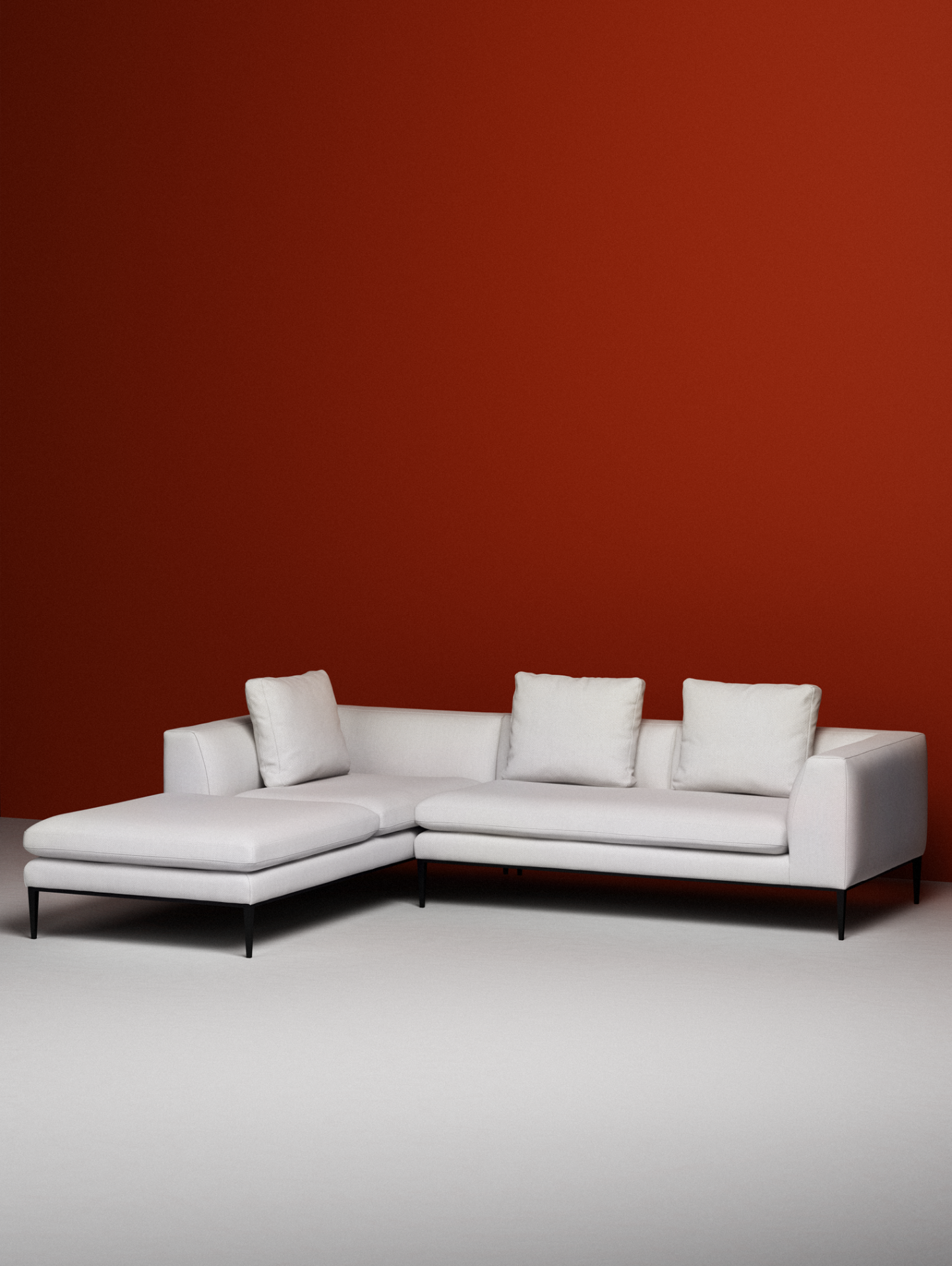 Szezlong links NASH gepolstert mit schwarzem Gestell