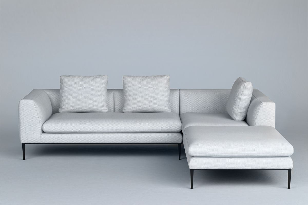 Szezlong links NASH gepolstert mit schwarzem Gestell