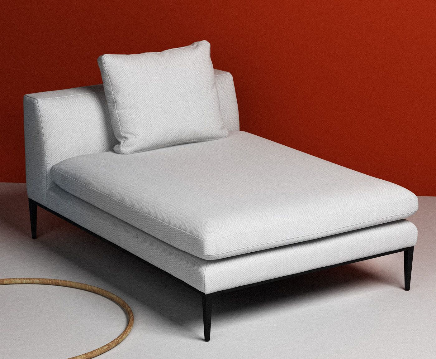 Szezlong links NASH gepolstert mit schwarzem Gestell