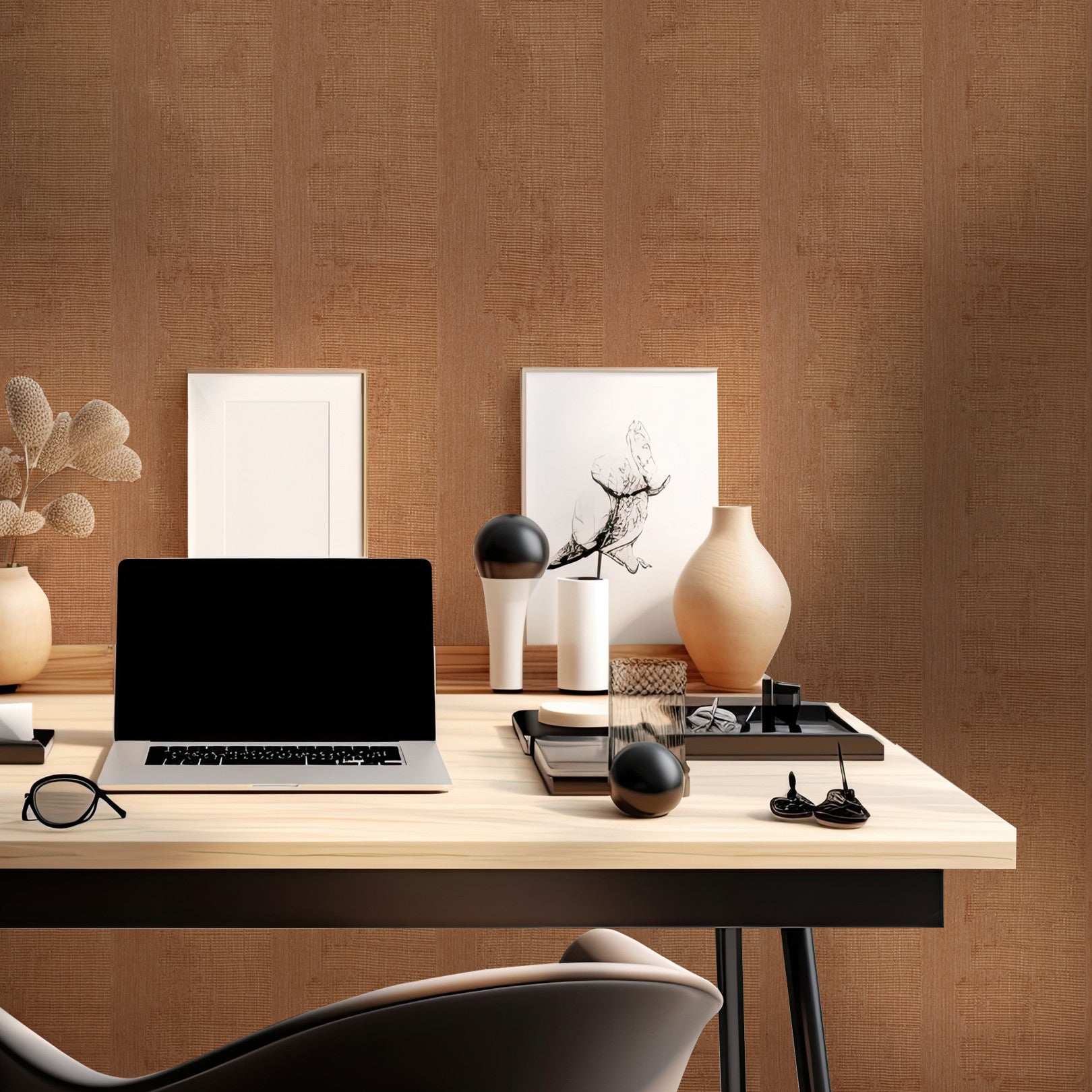 Struktur-Tapete mit metallischen Reflexen NÉRIKOMI - CUIVRE kupferfarben