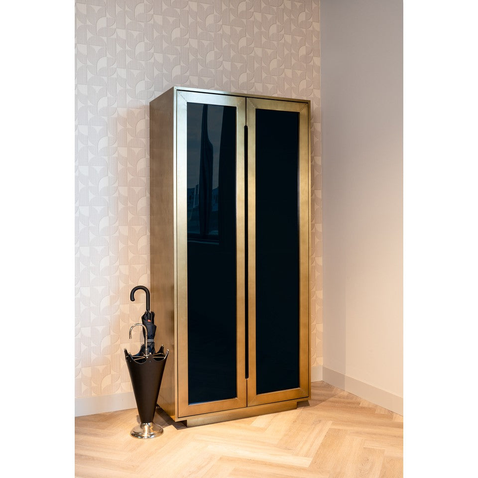 Antikgoldene FINSBURY Vitrine mit schwarzem Glas