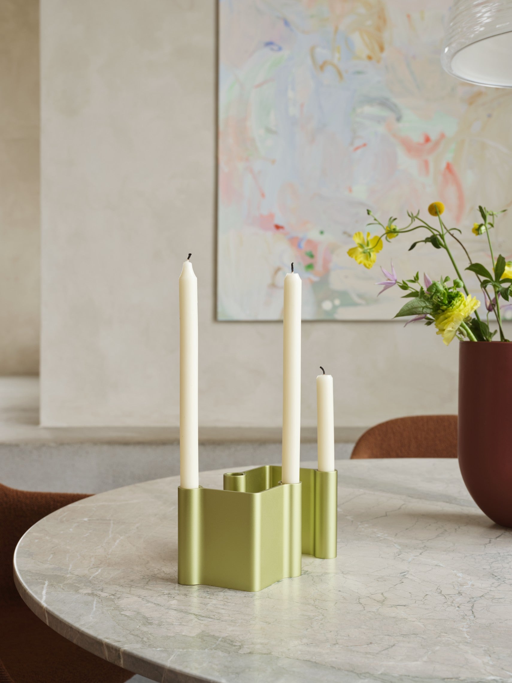 PAIR Green Candle Holder