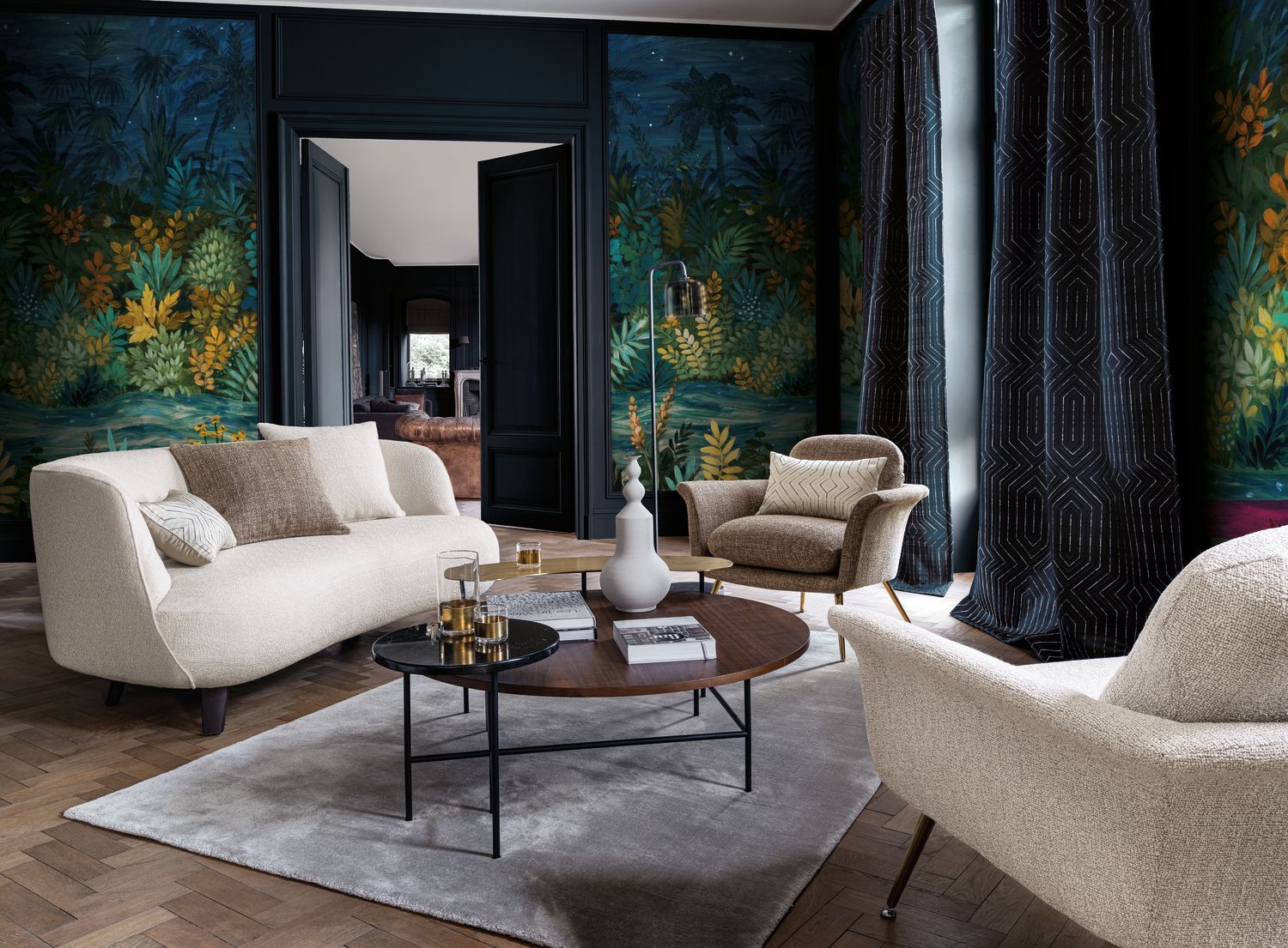 Wandbild NUIT ÉTOILÉE blau mit grün
